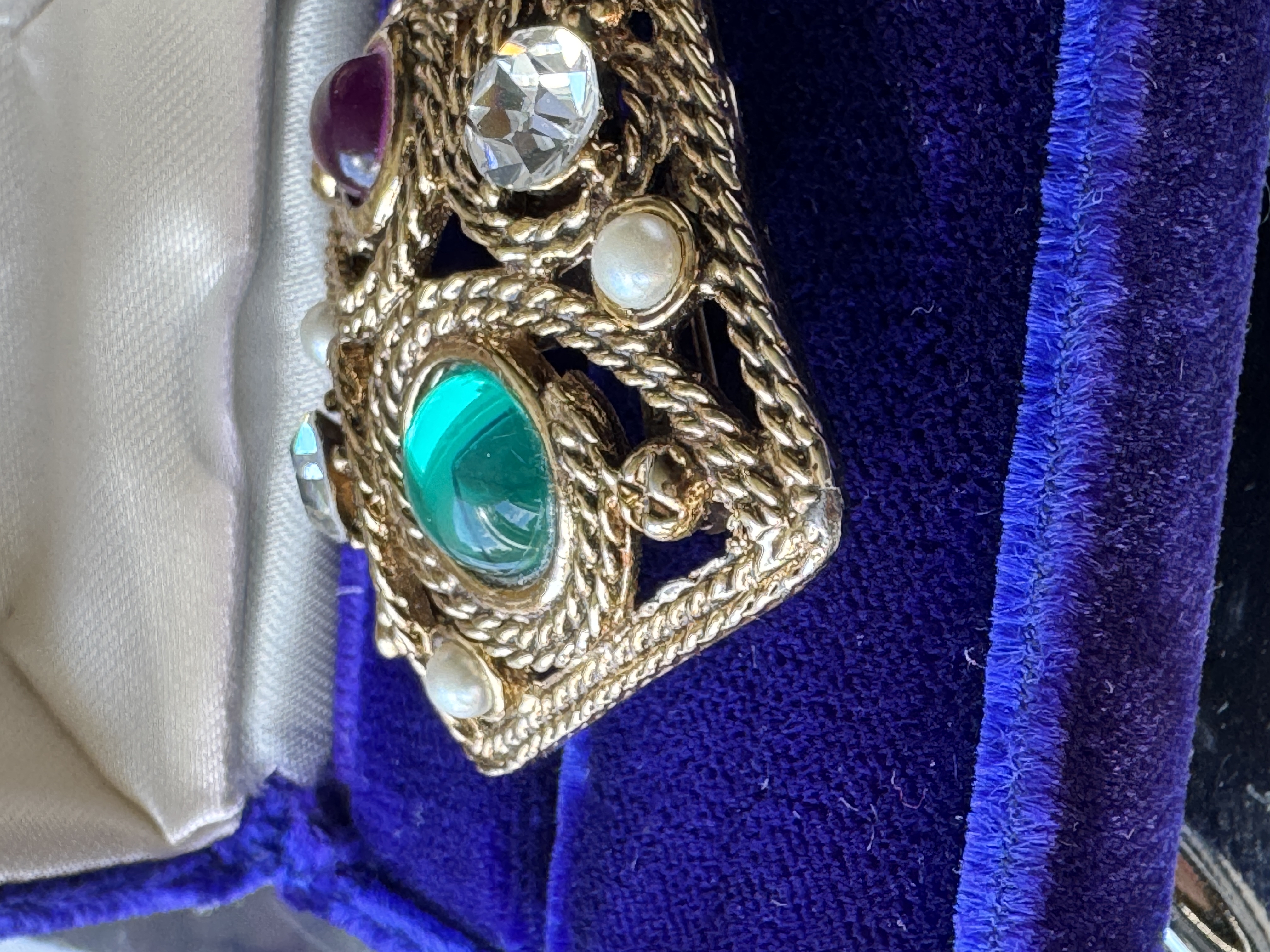 1980s Retro Colourful Glass Stone Brooch(MT2636-2)