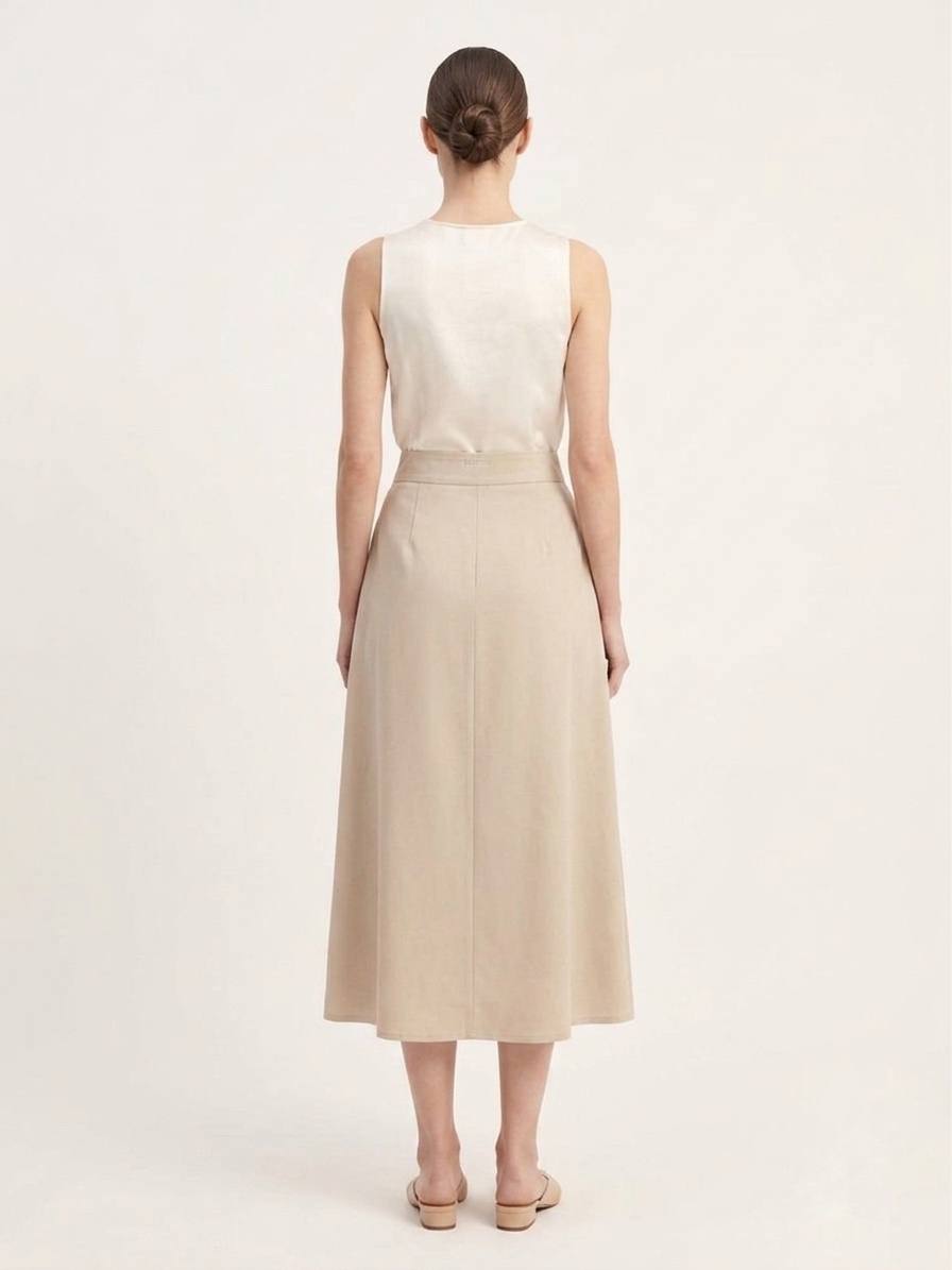 W6806 - High Waist Midi Skirt