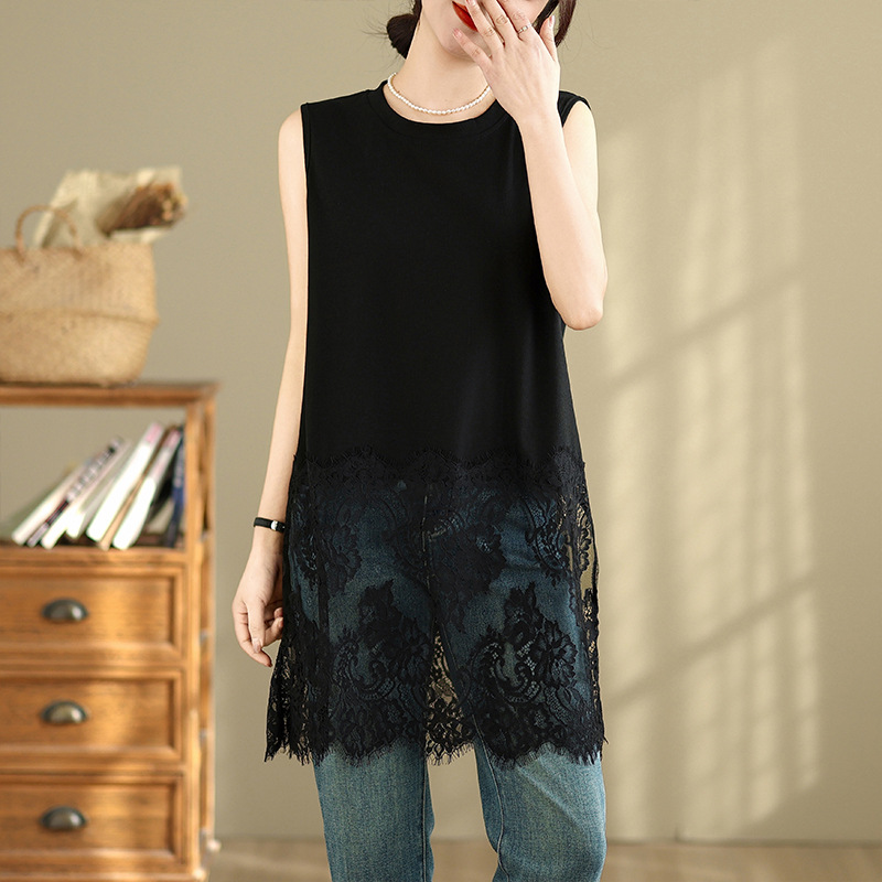 $98件。✨2026流行蕾絲拼接中長款背心✨