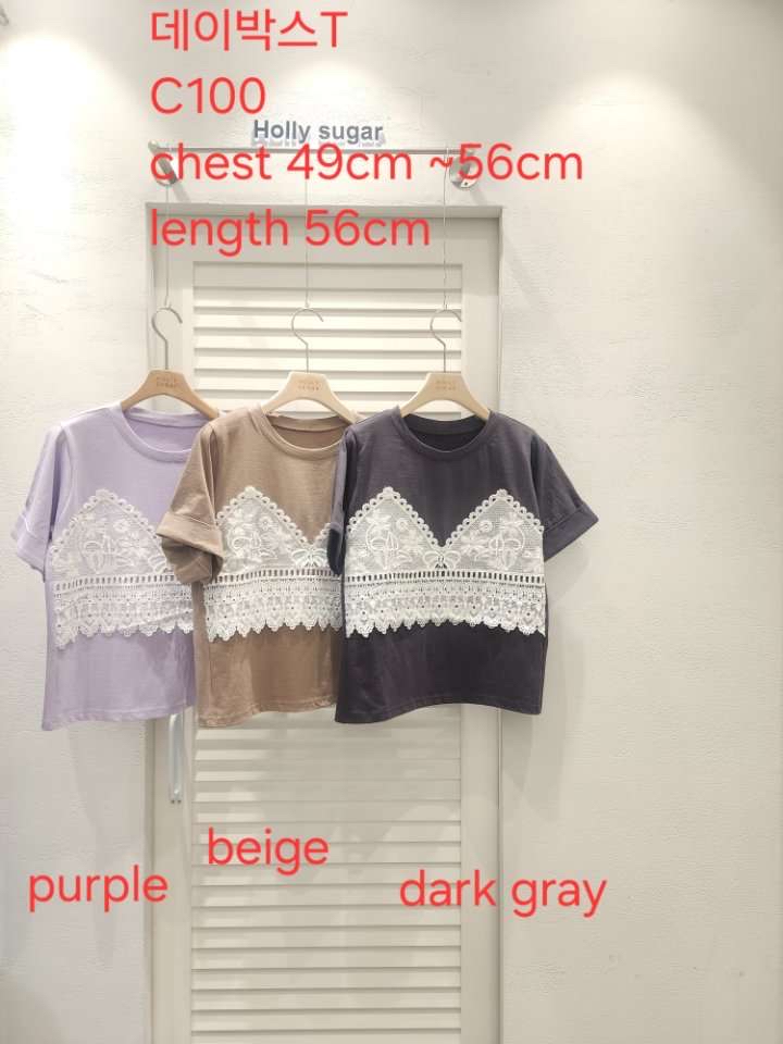 HS17 蕾絲假2件TOP (3色)