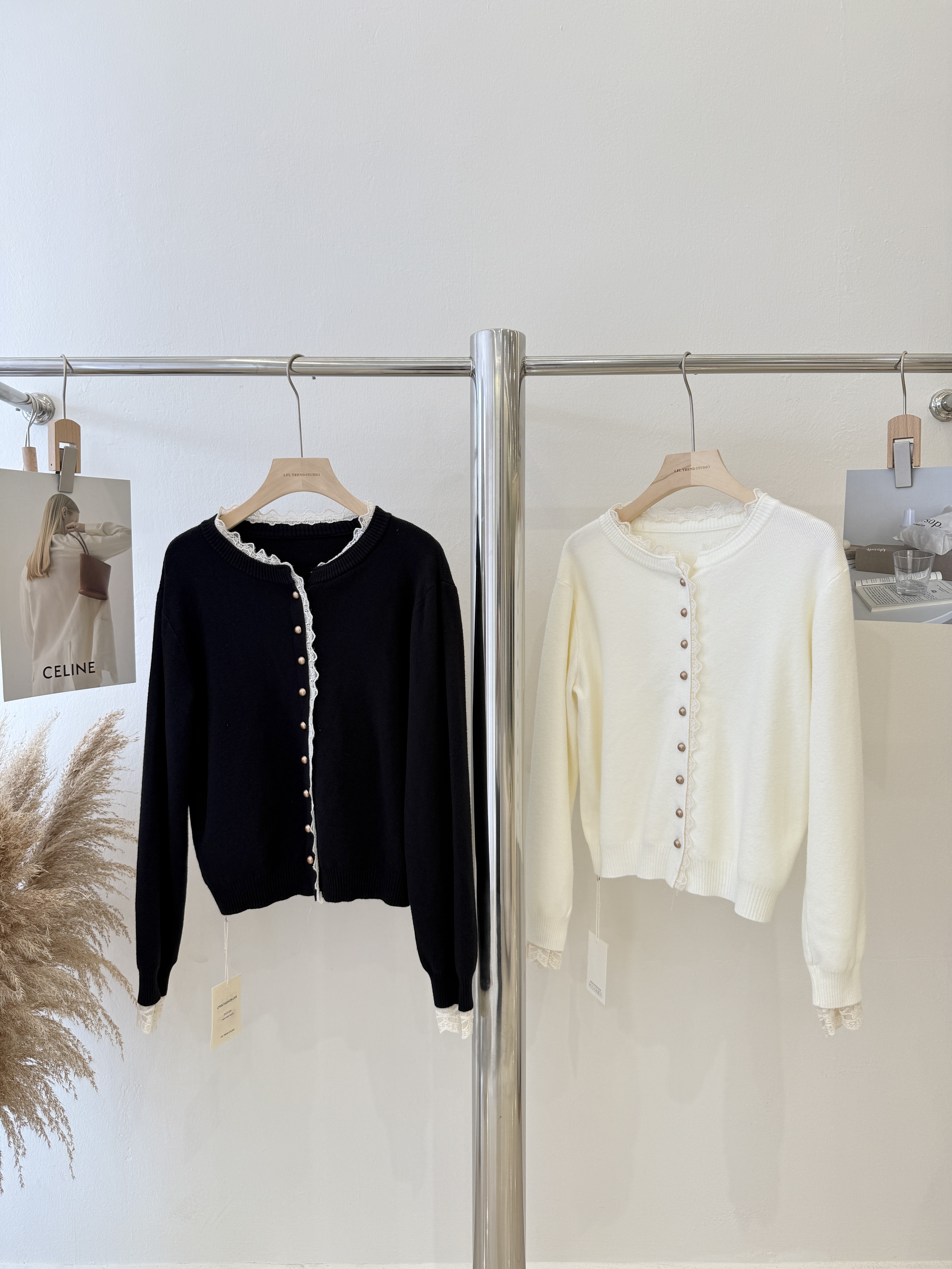 6839 温柔蕾丝花边拼接针织衫