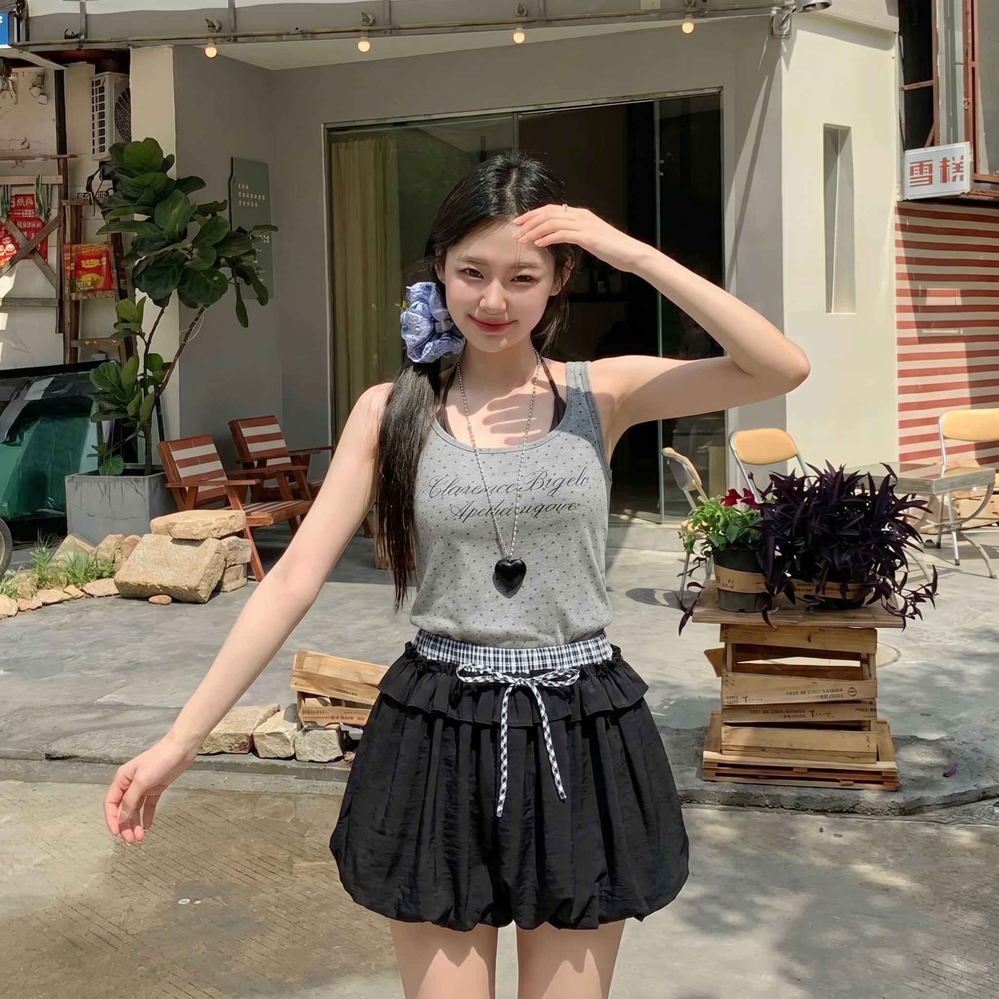 美式辣妹假两件挂脖背心 Spice Girl 2-in-1 Halter Top