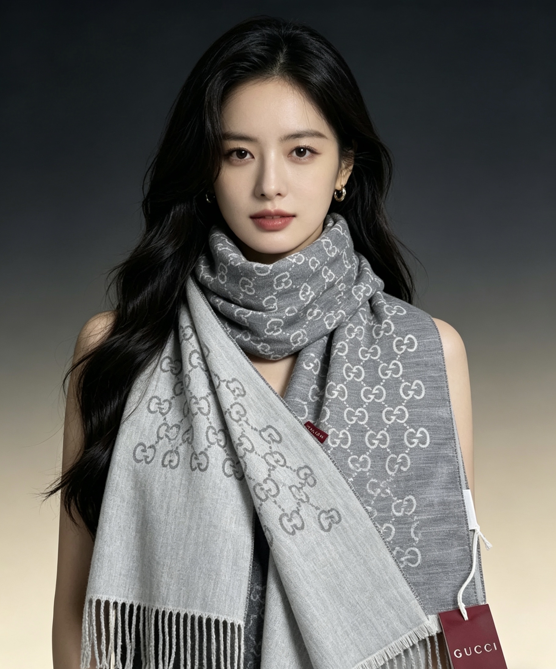 Gucci 羊毛蠶絲圍巾 (165904)