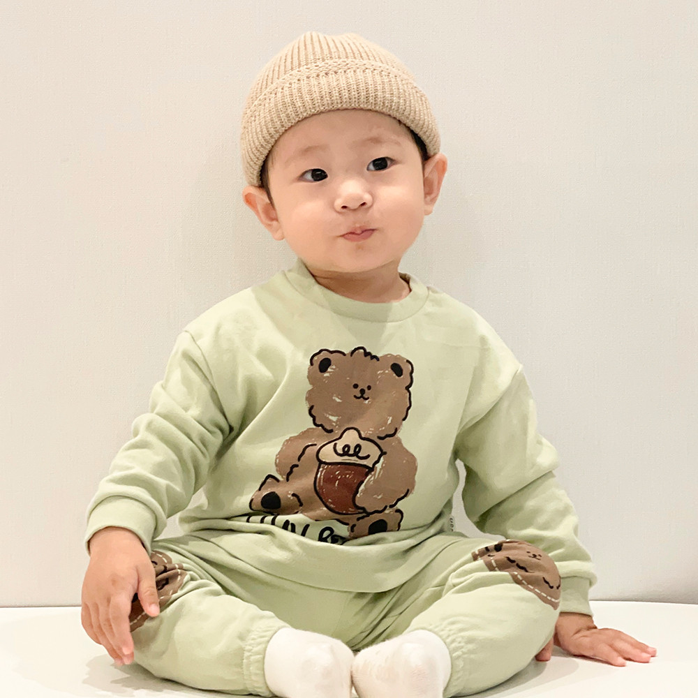 UBMOM Lovely Series Bear 九分袖運動上下套裝-蘋果綠色 (100/110)