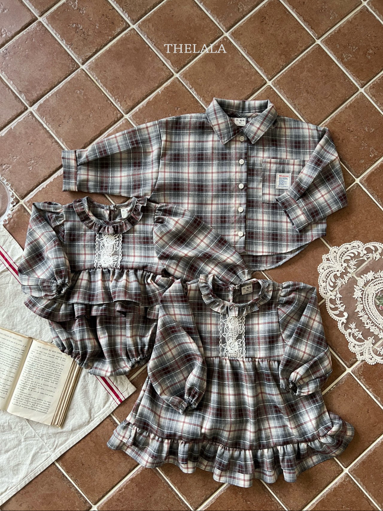 🌸預訂 韓國直送🌸🇰🇷THELALA兩色標籤口袋格紋長袖恤衫