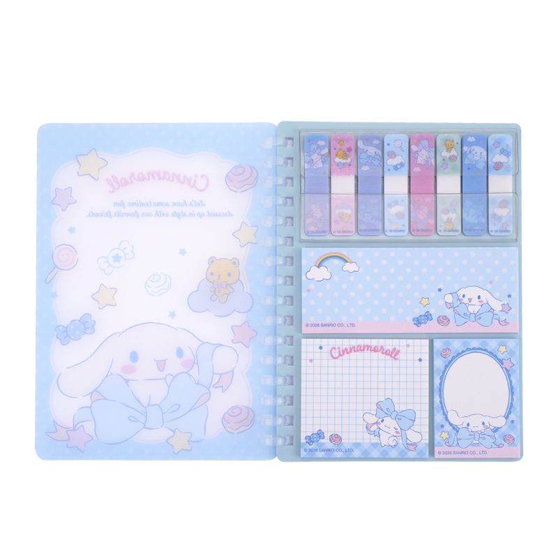 Cinnamoroll A6 Soft Wire-O Notebook w/ Memo Pad A6 軟線圈簿連便條紙 (共60頁紙，內有8款書籤貼及3款便條貼)