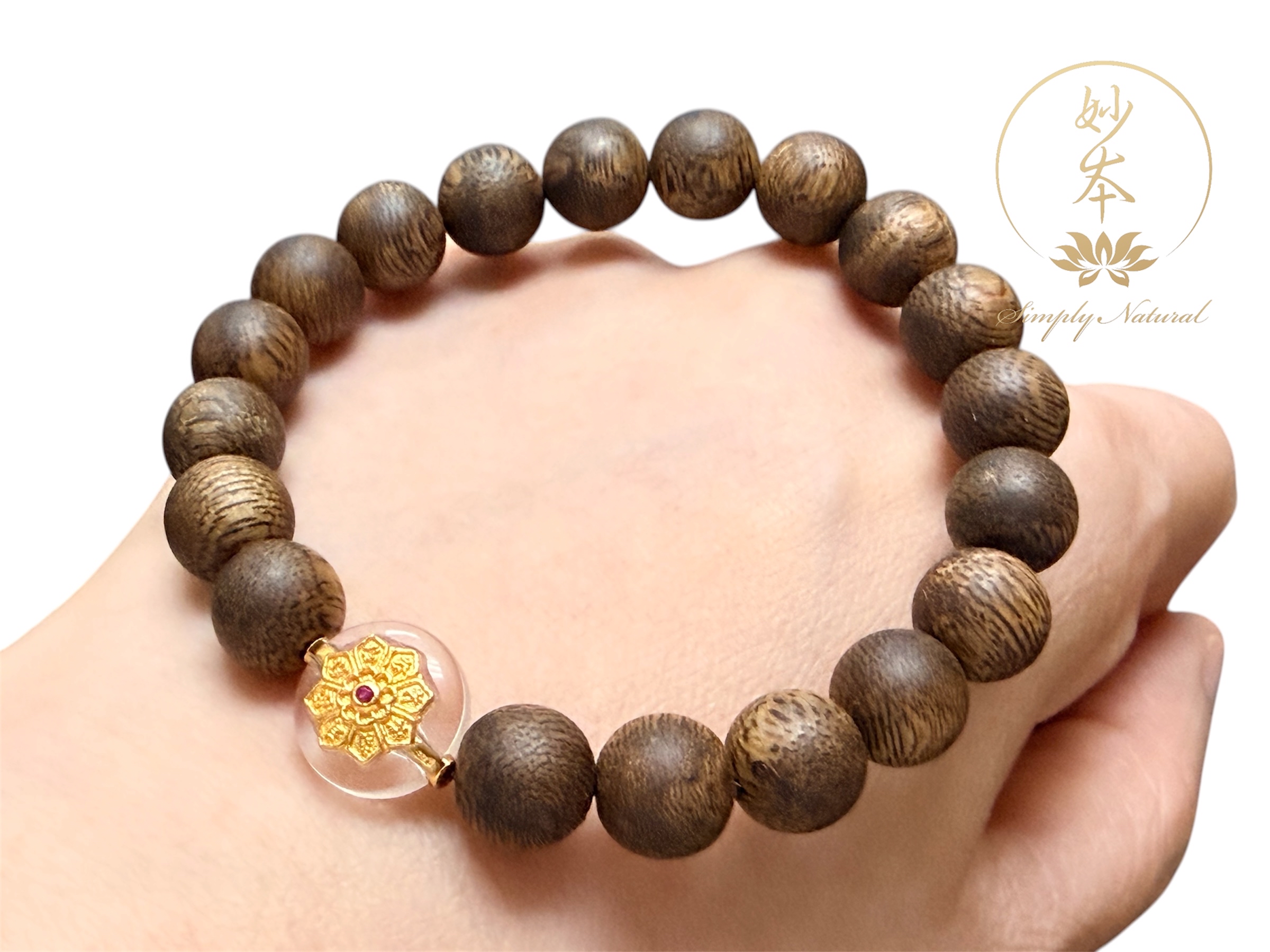 8mm 海南沉香手串 配：六字大明咒