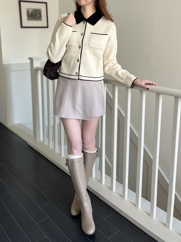 Elise Dual-Tone Cardigan (Cream)