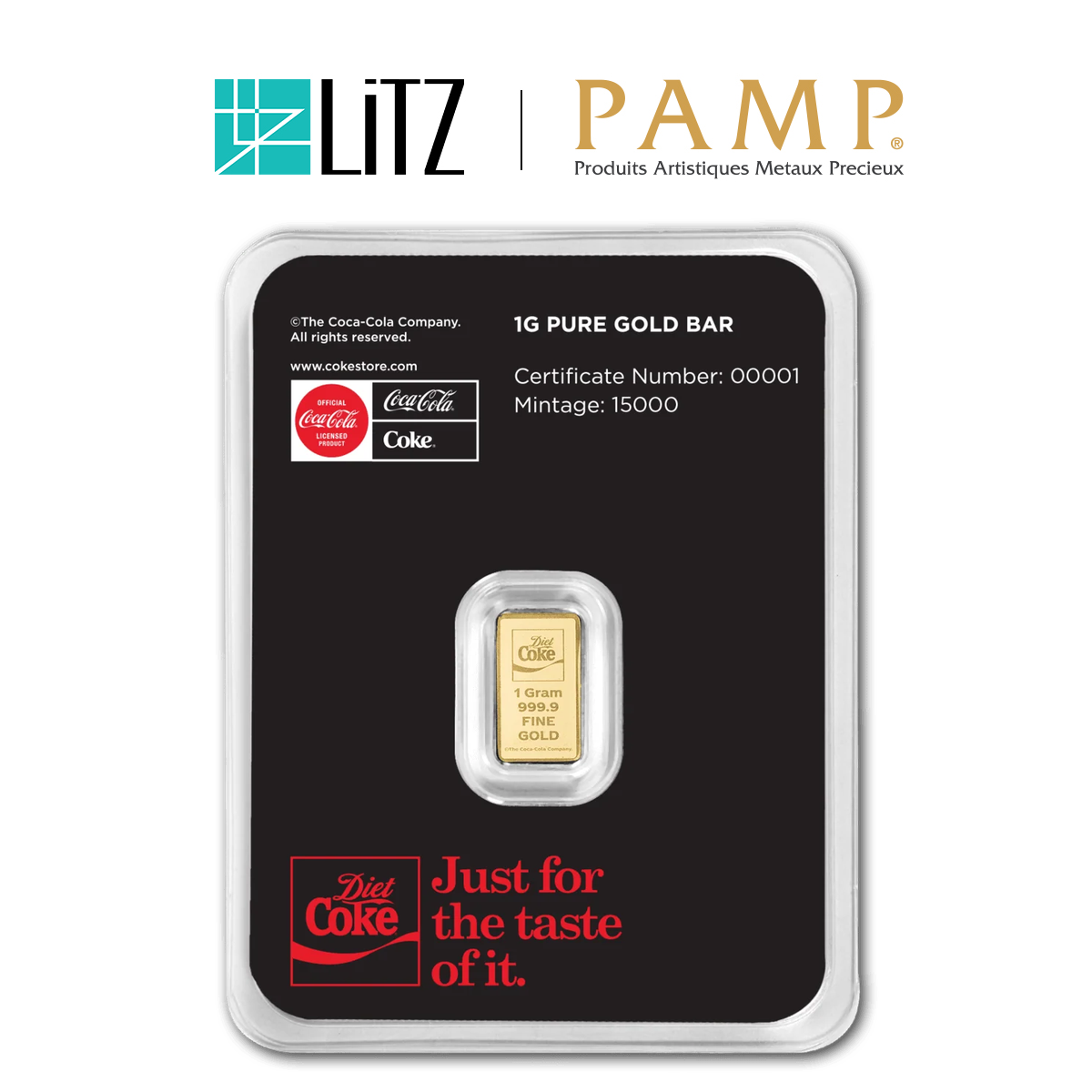  [1 gram] LITZ PAMP x Diet Coke Limited Edition Gold Bar (999.9) PG086