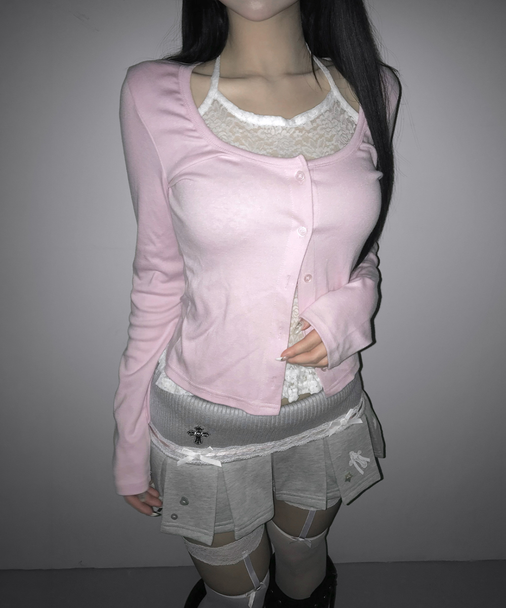 Lace Halter Layered Cardigan Top