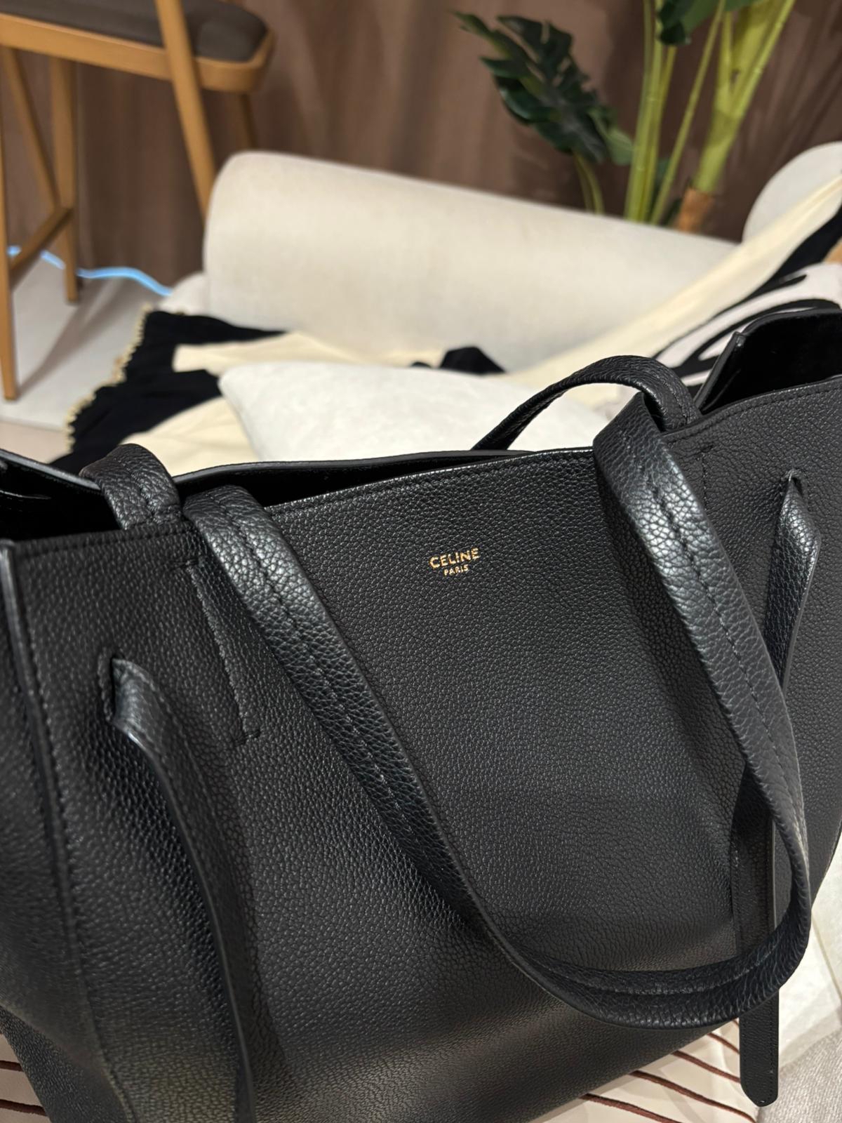 Celine Cabas Phantom small Tote Bag Calfskin 黑色牛皮皮革肩背袋 100%Authentic, 95%New ✅Dust bag