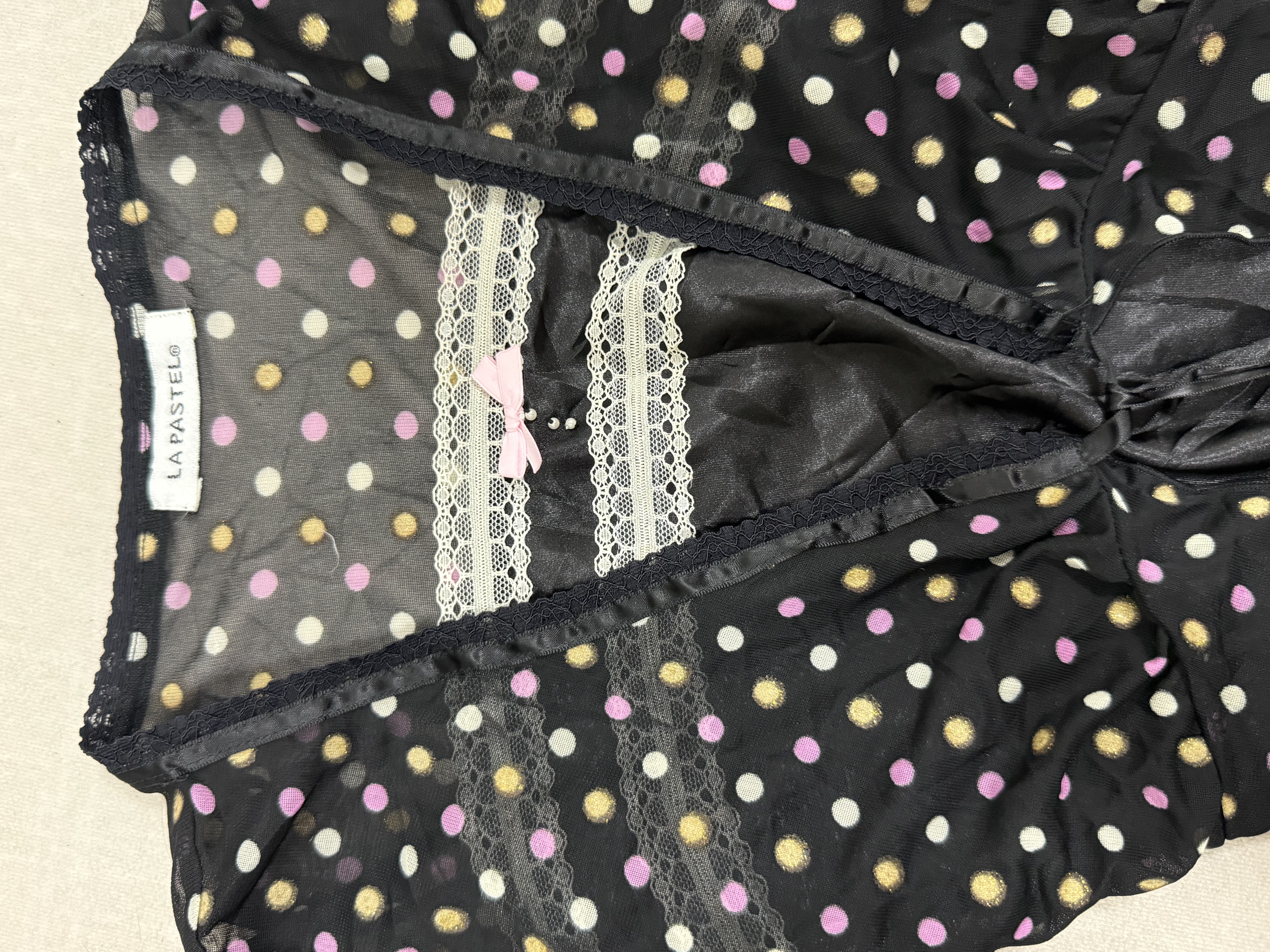 Black Multicolour Polka Dot Sheer Blouse