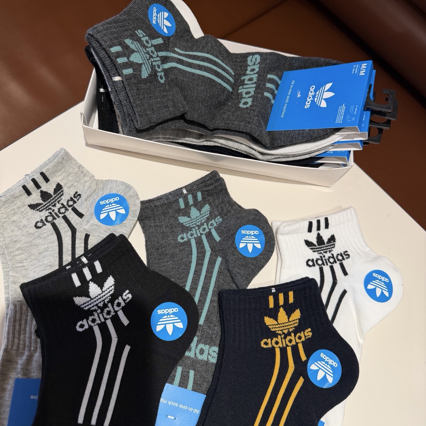Adidas 經典三條紋短筒棉襪 一套5對