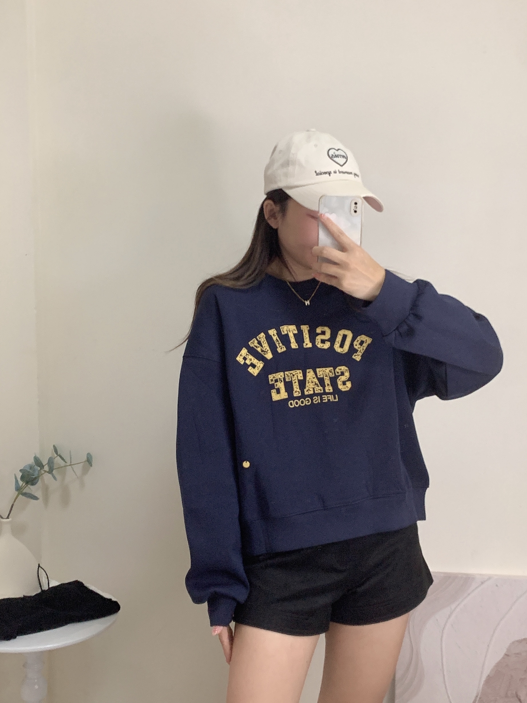 短款字母衛衣-深藍