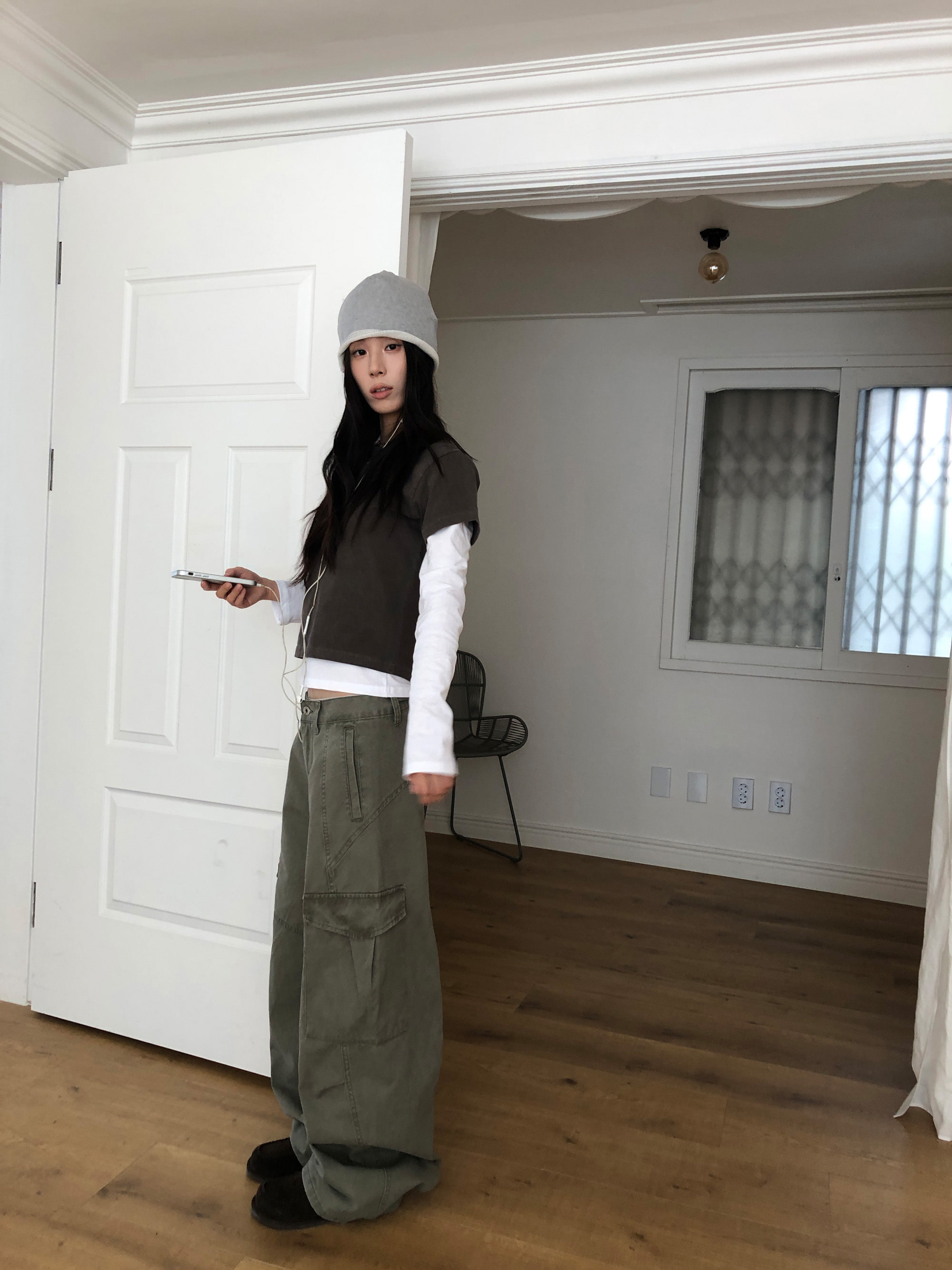 Cotton Wide-Leg Cargo Pants