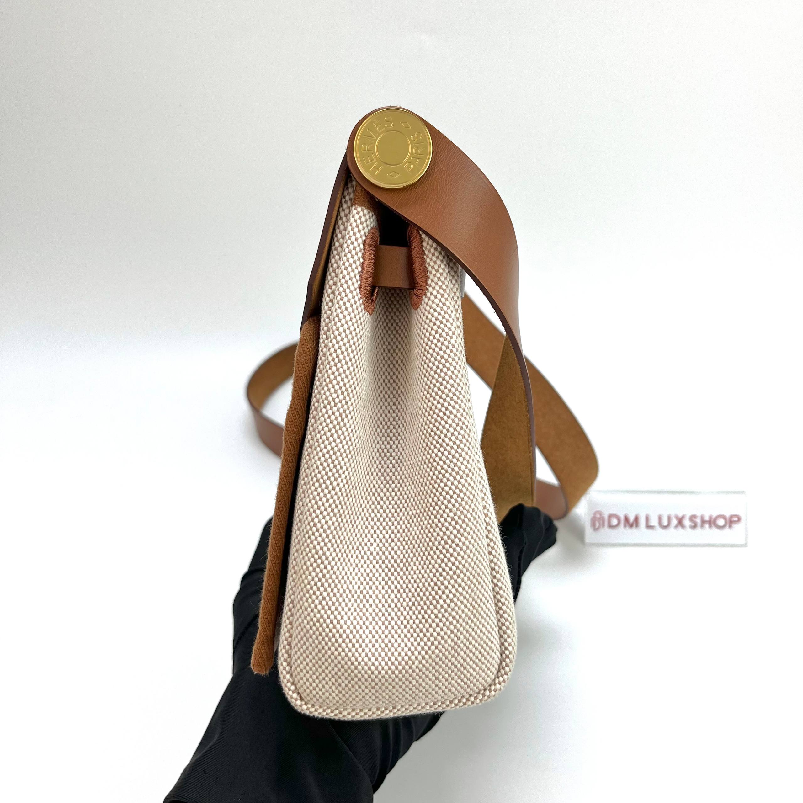 Hermes Mini Herbag Zip 20 Ecru/Beige/Fauve GHW (Stamp W, Y: 2024)