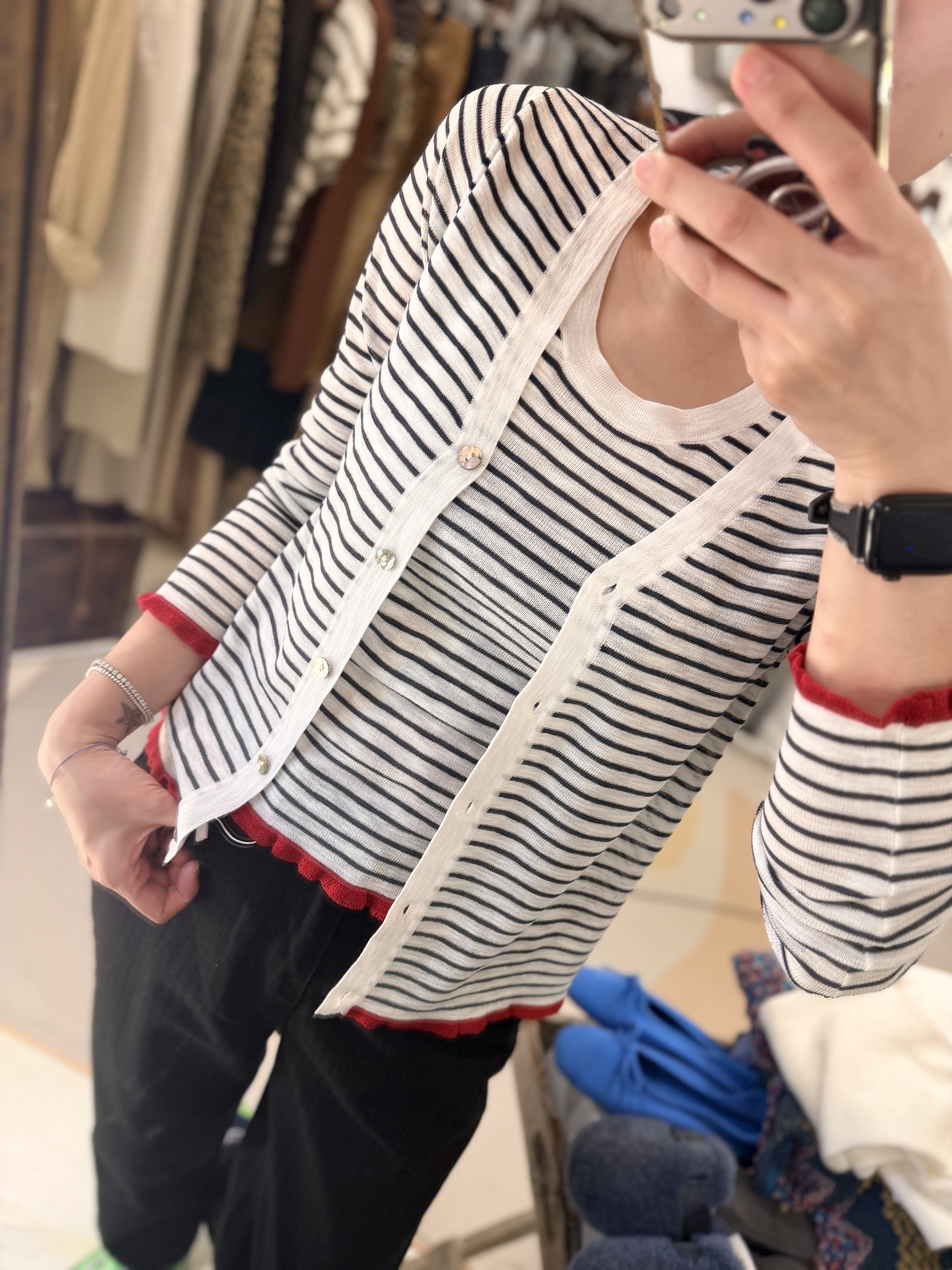 Black and red cardigan