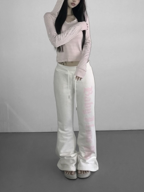 Cotton Gothic Print Flare Sweatpants