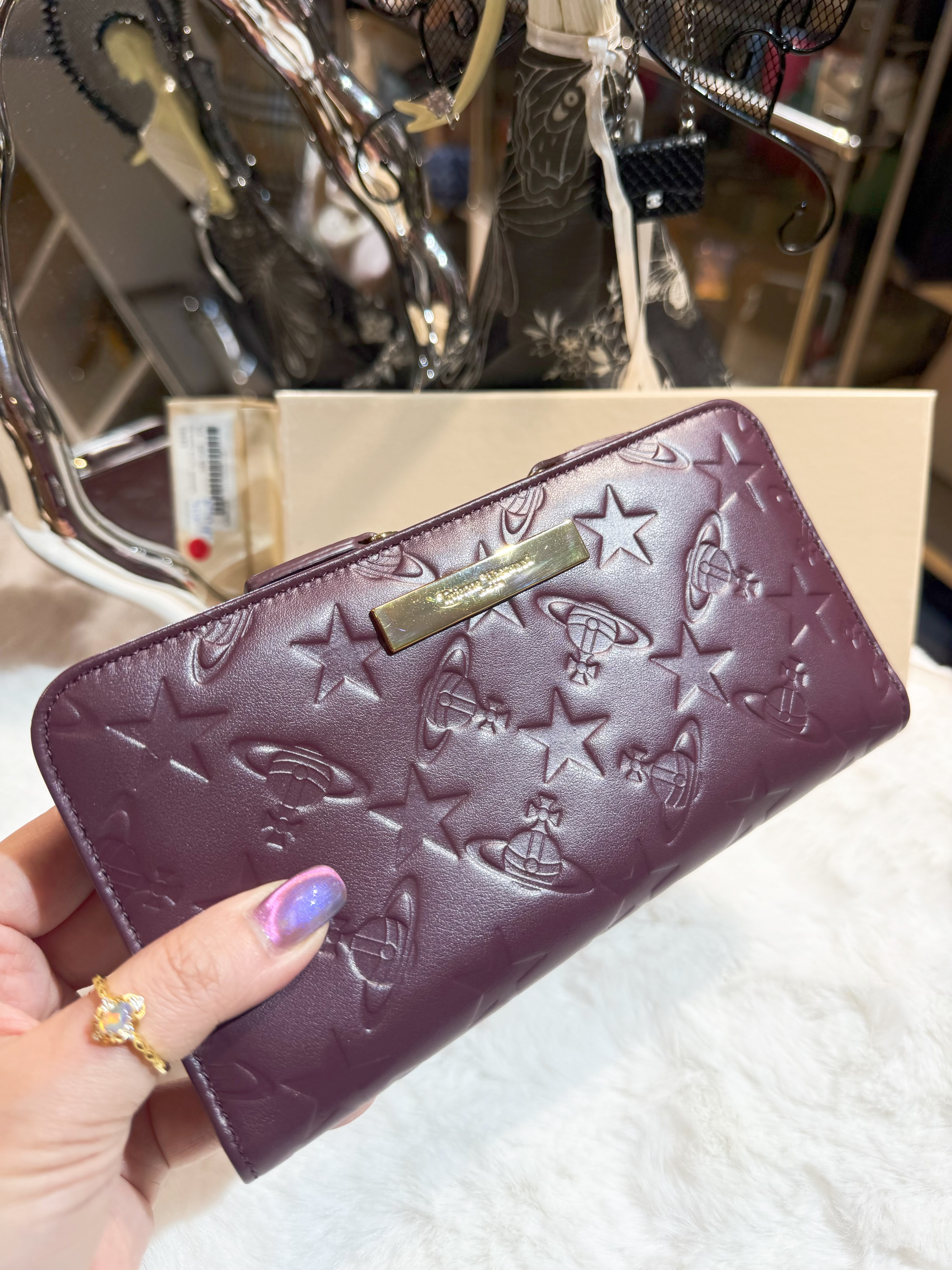 VW slim long wallet starorb/wine