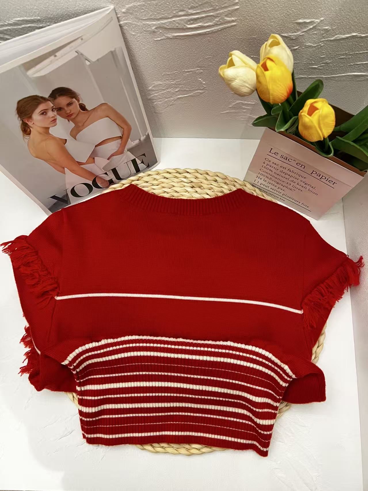 Christian Dior Fringe Logo Sweater（100% Wool)