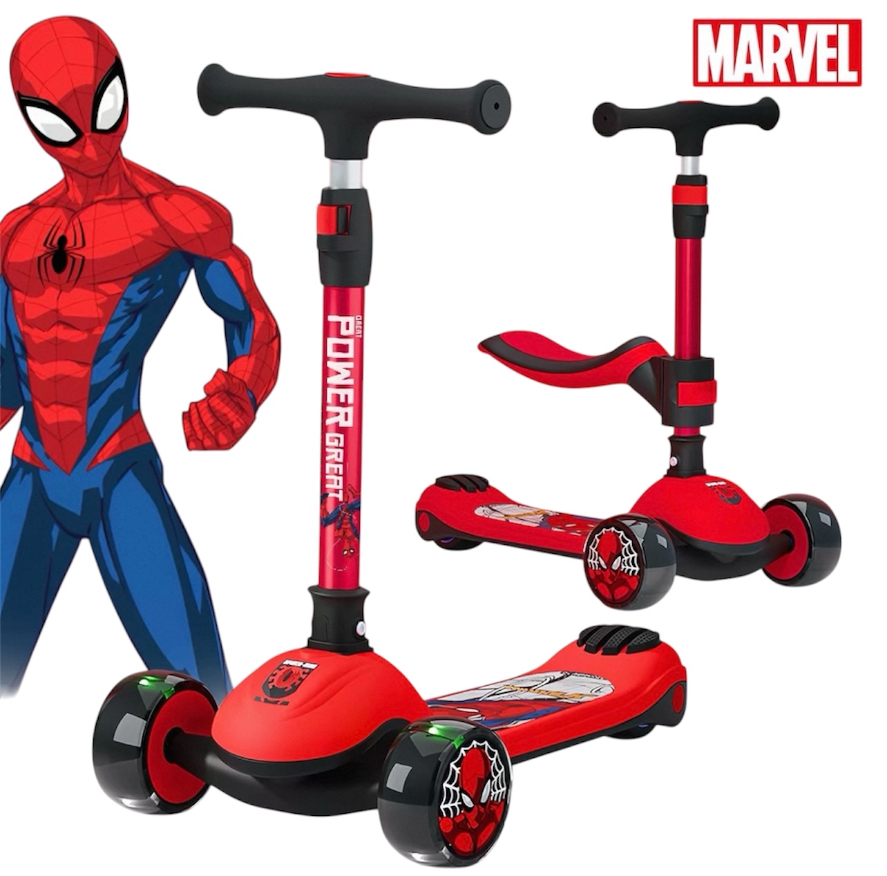 Disney Spiderman 加強版 2合1 摺疊滑板車