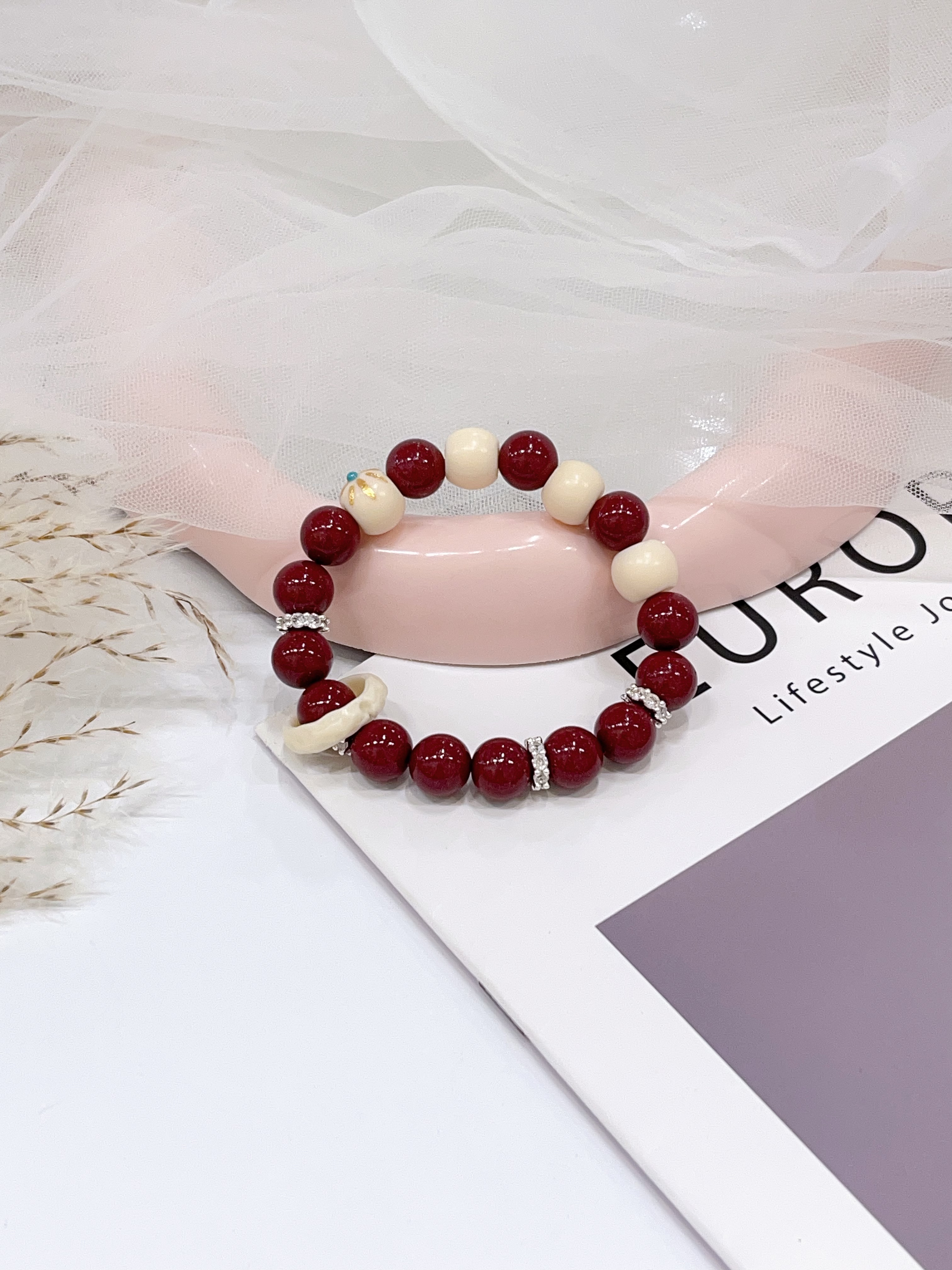 🔴 朱砂 × 象牙果手串 Cinnabar & Tagua Nut | 10mm