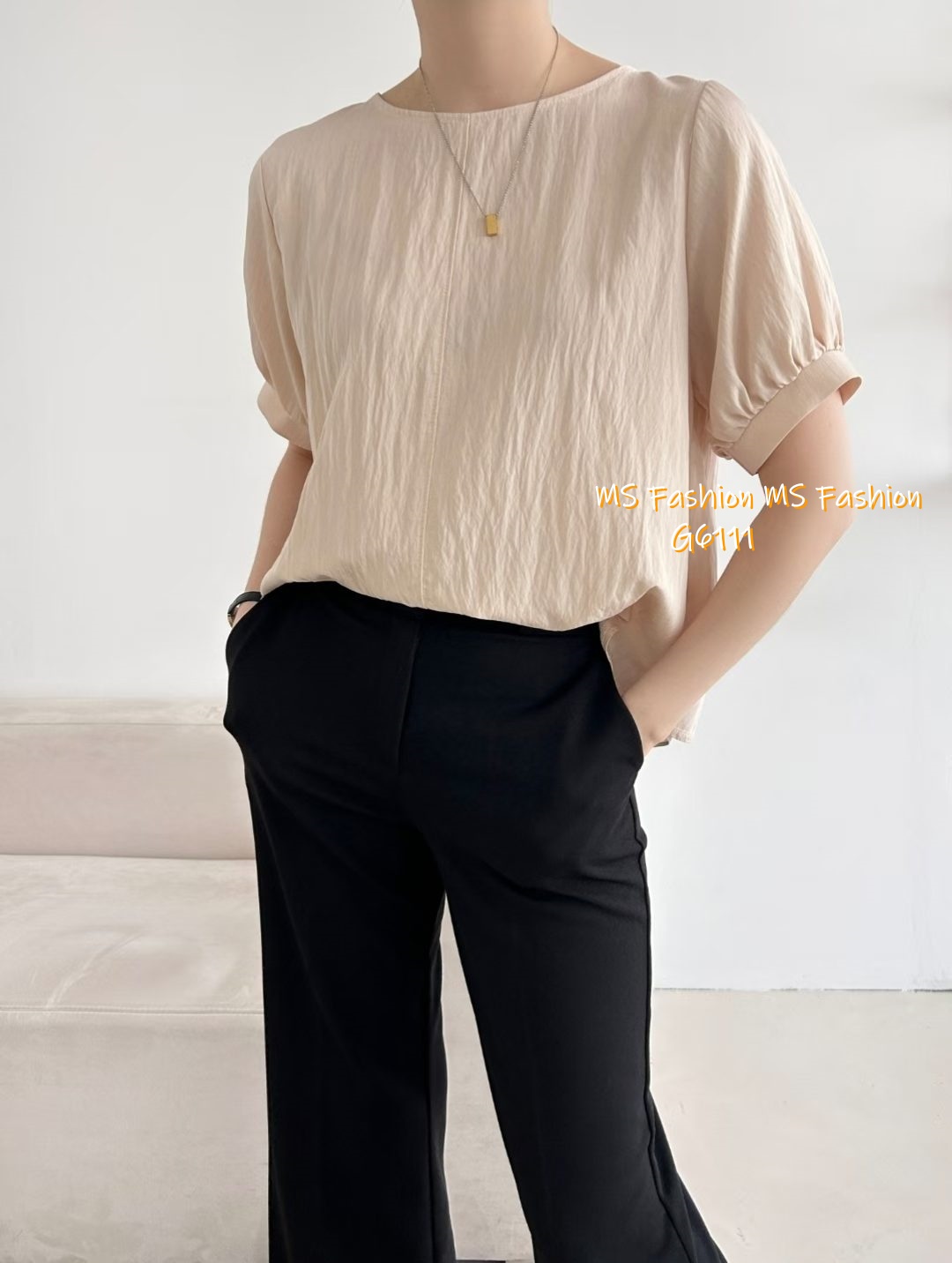 G6111 韓國🇰🇷特色皺皺拼布top