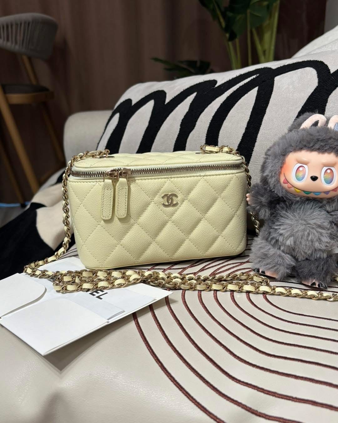 全新 Chanel vanity with chain 荔枝牛皮金鏈 100%Authentic,100%new全新 ✅晶片✅收據✅dust bag✅box