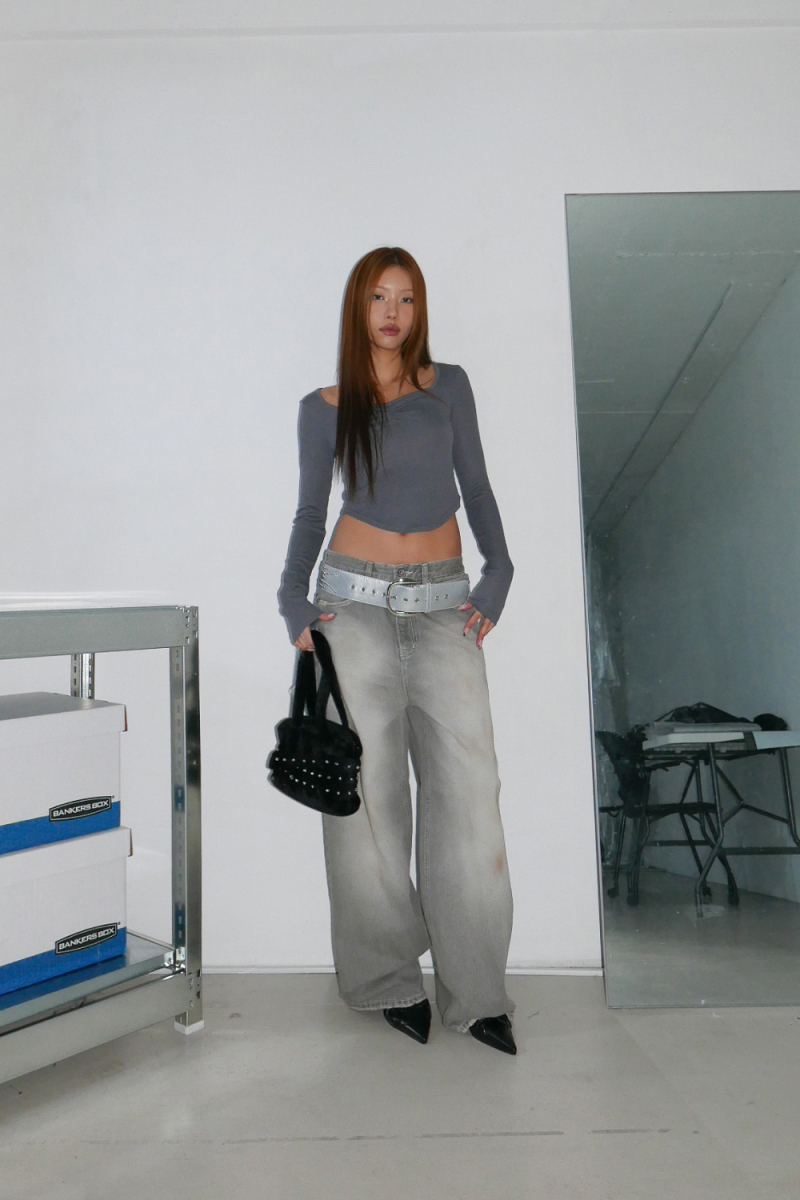 Square Neck Ruched Long Sleeve