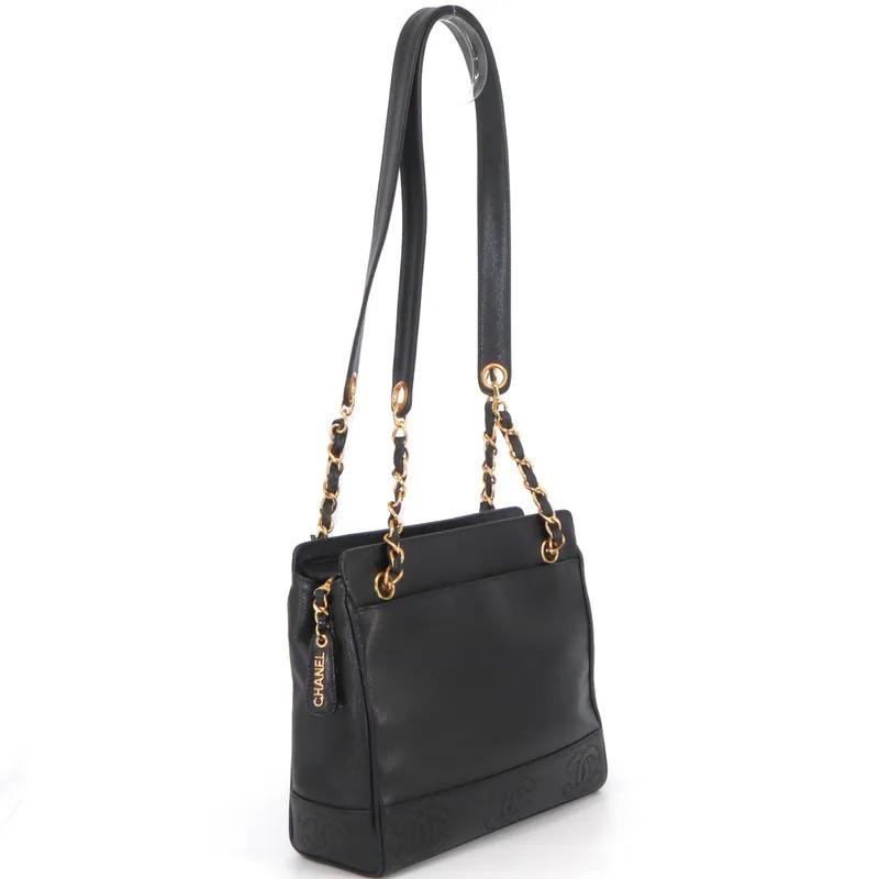Chanel Triple Coco Mark Caviar Chain Tote Bag