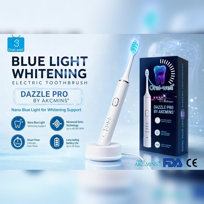Oral-well DAZZLE PRO 聲波震動藍光牙刷套裝｜1+1>2 極致美白組合【10/4 截單，預計 :10月中至尾發貨】
