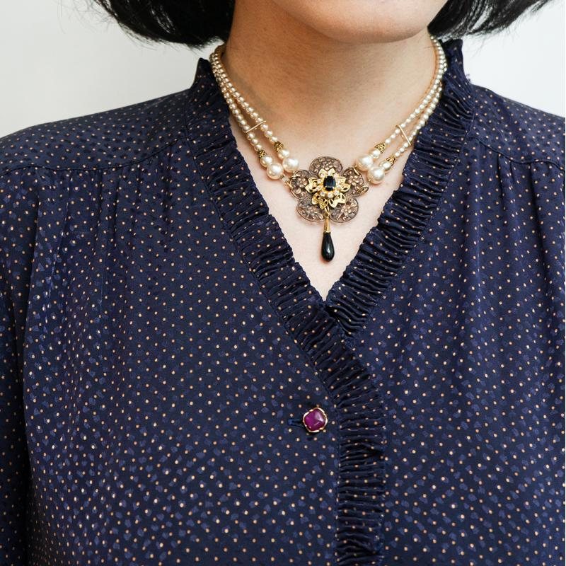 Vintage Japanese Tokyo Style Classic Polka Dot Day Dress with Ruffle Trim(MT1608-83)