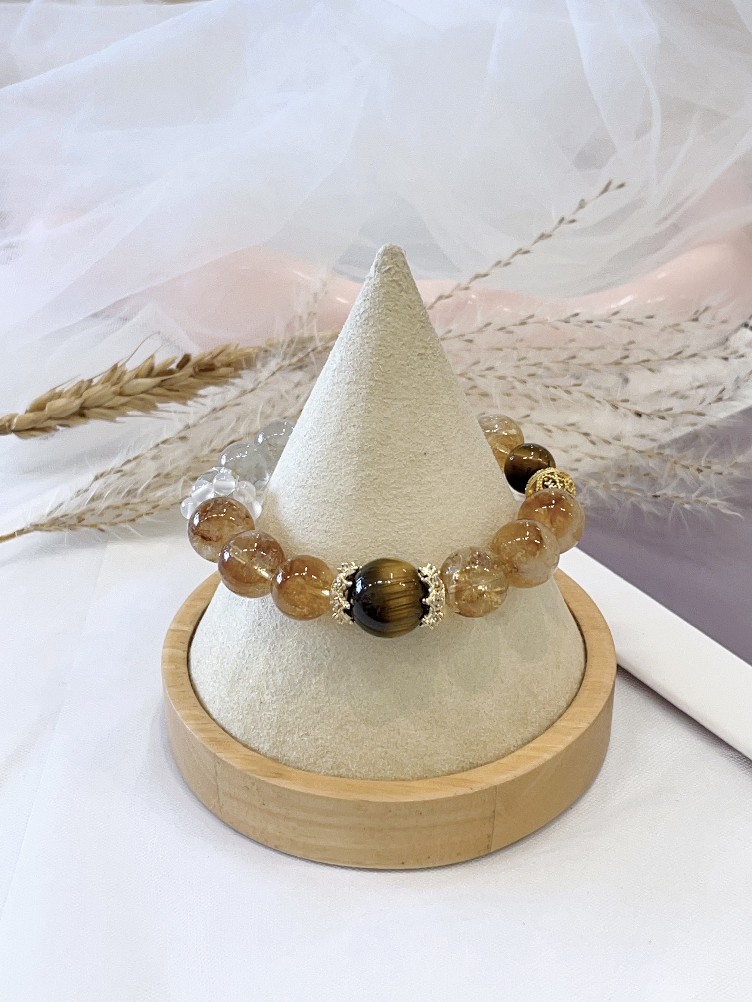 💛 黄虎眼 × 黄塔晶 × 黄发晶手串 Tiger Eye, Citrine & Rutilated Quartz