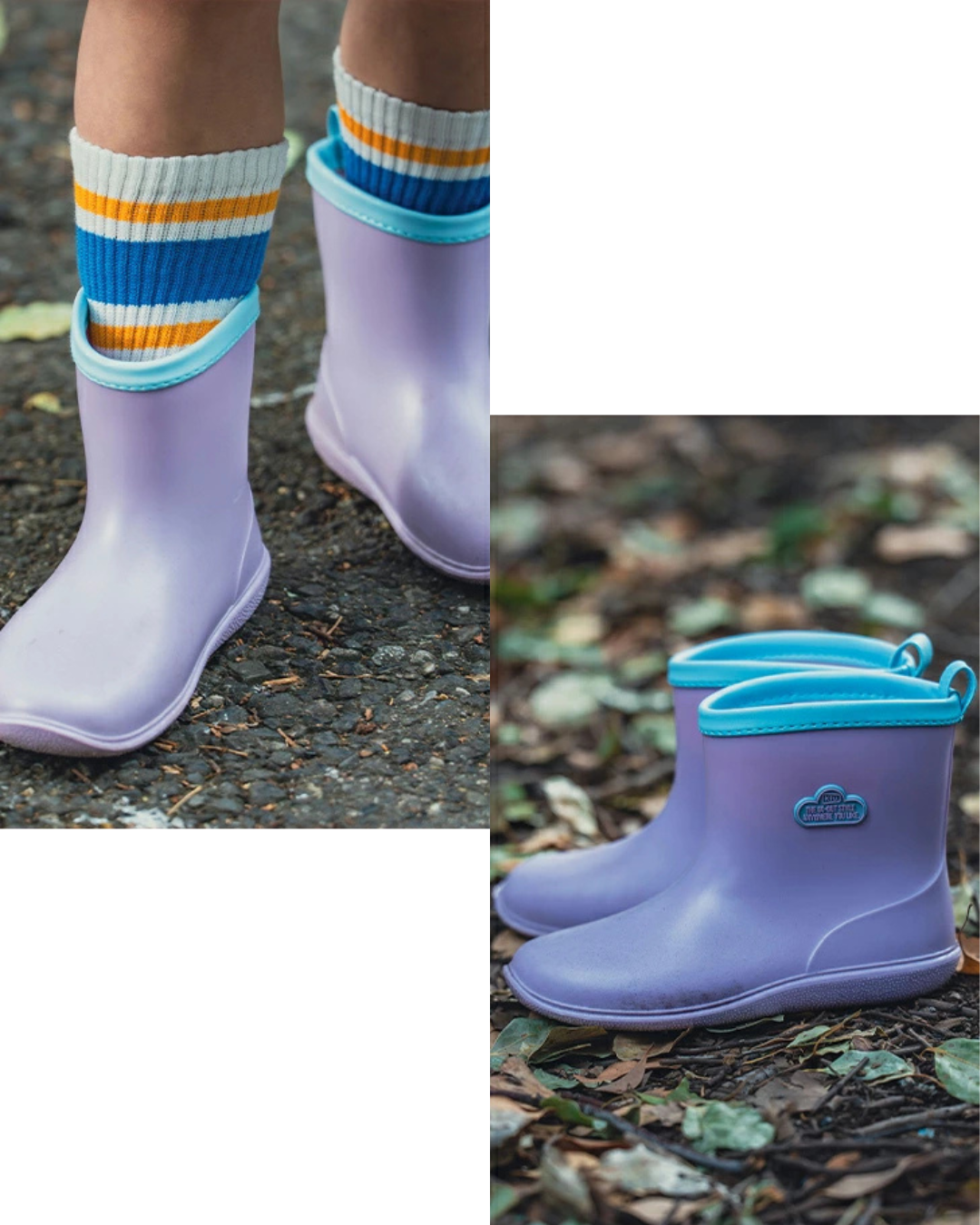 日本代購【 2026新商品 日本直送 KiU 復古 童趣 配色 兒童 雨靴 附收納袋＋名牌 男女童都啱 | Retro Kids’ Color Rain Boots with Storage Tote & Name Tag 】﻿