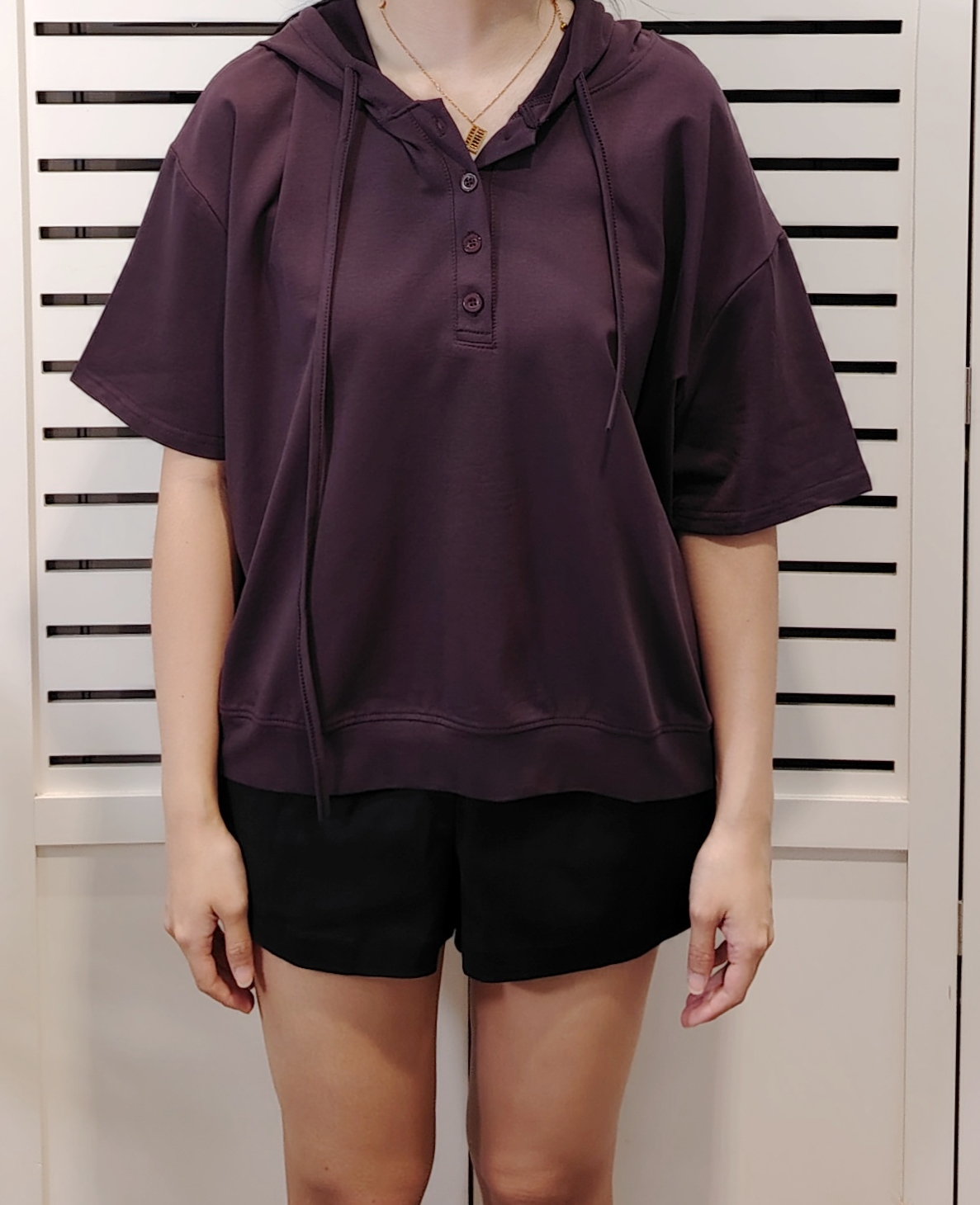 20023 Over Size Short Sleeve Hoodie Tee