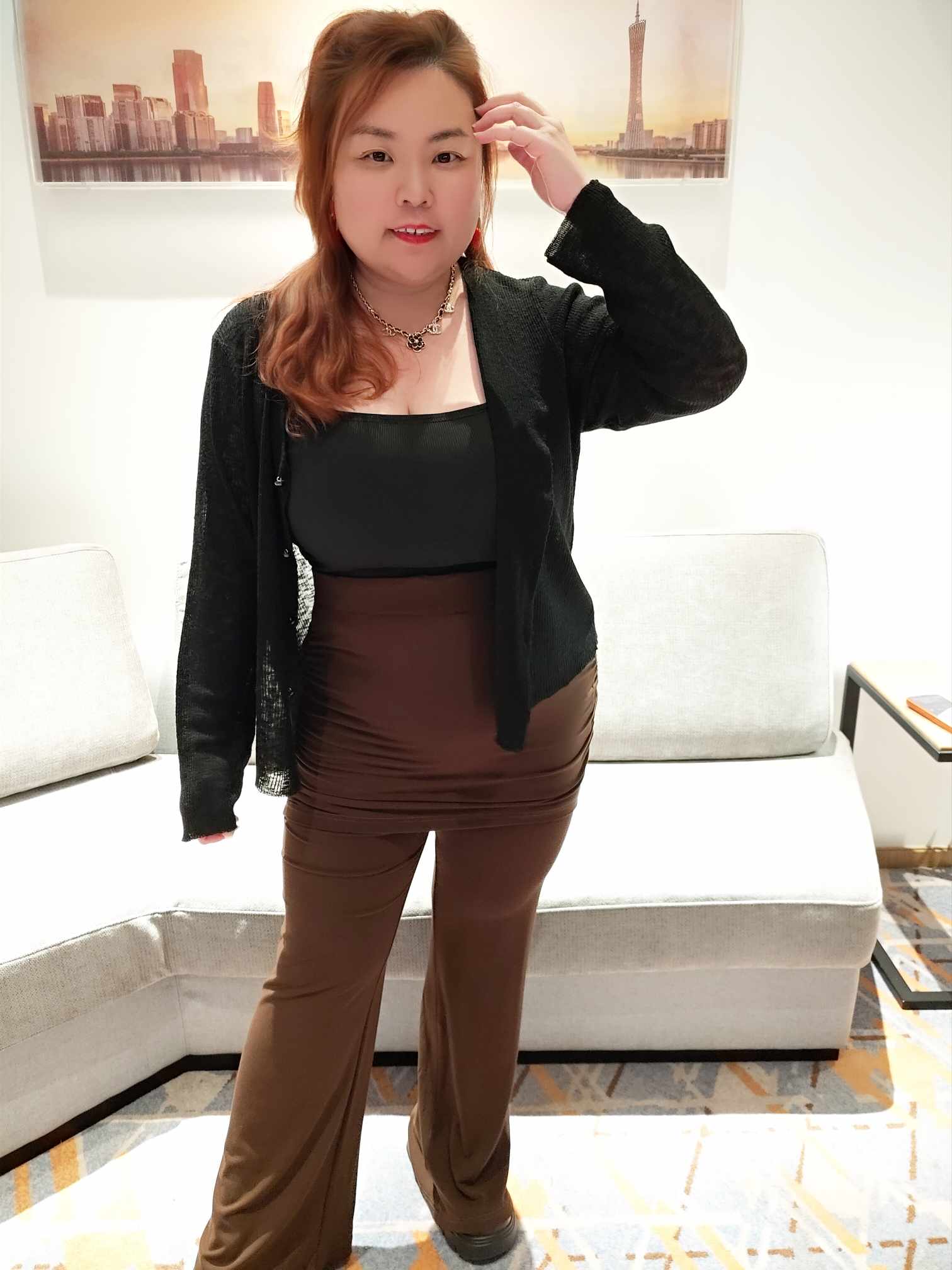 YCE09 109 巨显瘦收腹假两件式喇叭裤