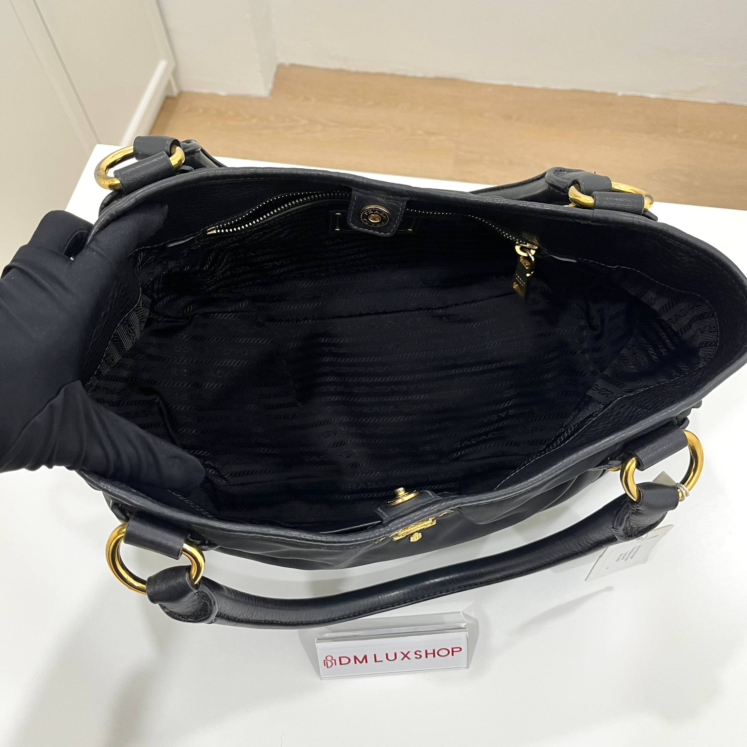 Prada Black Nylon Tote GHW