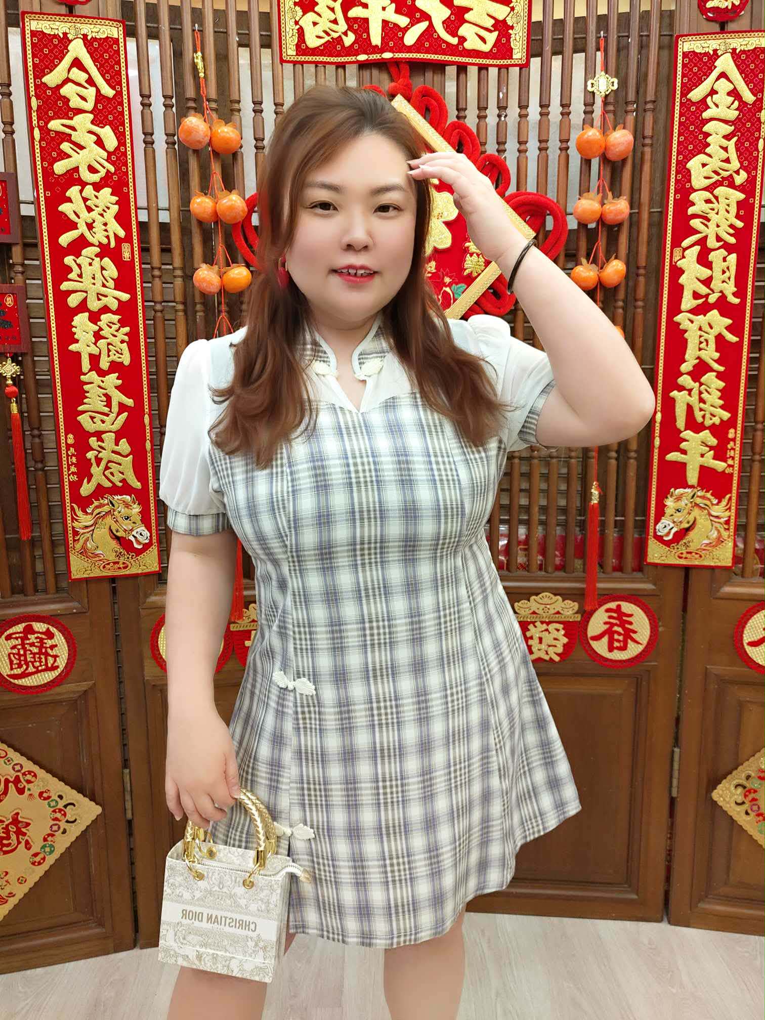 NJN01 TW#3578 雪纺旗袍款连衣裙