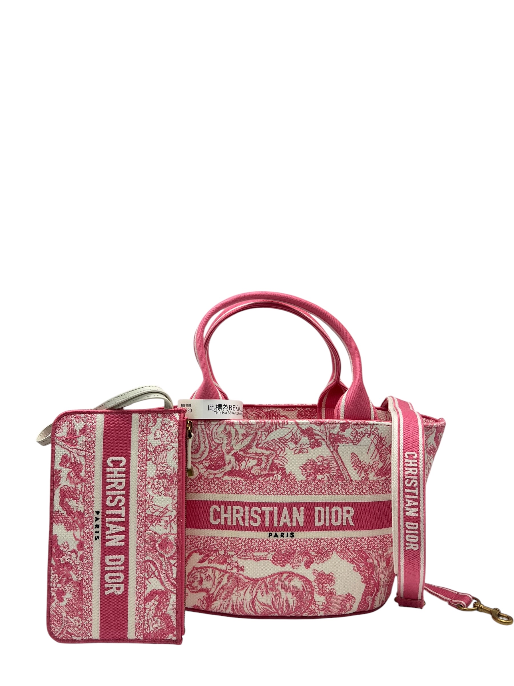 Unused Item DIOR Canvas Embroidered Dioriviera Toile De Jouy Panier Chapeau Tote Peony Pink / Product Code: 26060701