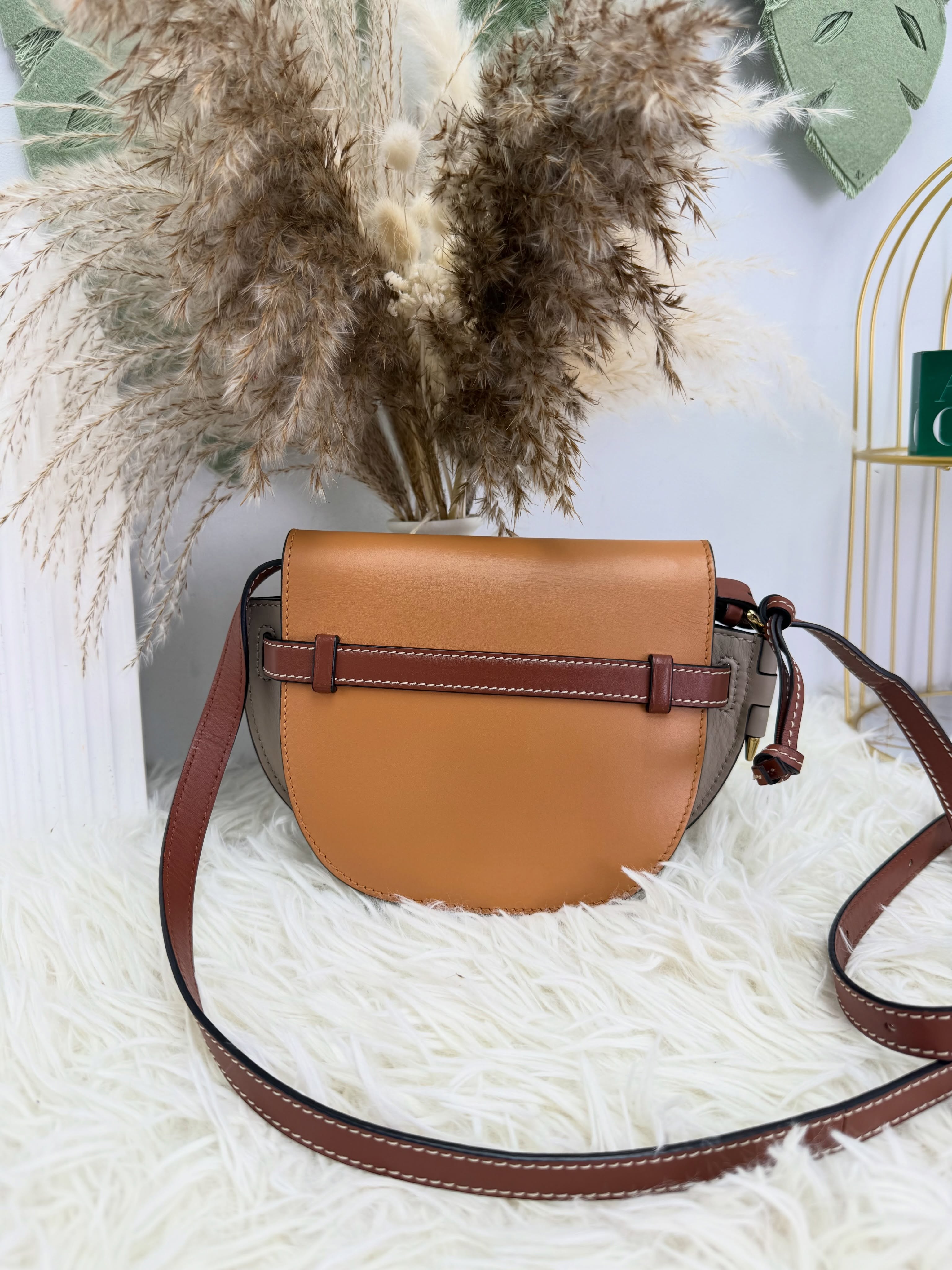 Loewe👜 PRE OWNED 🛍️啡色拼色 mini gate🤎
