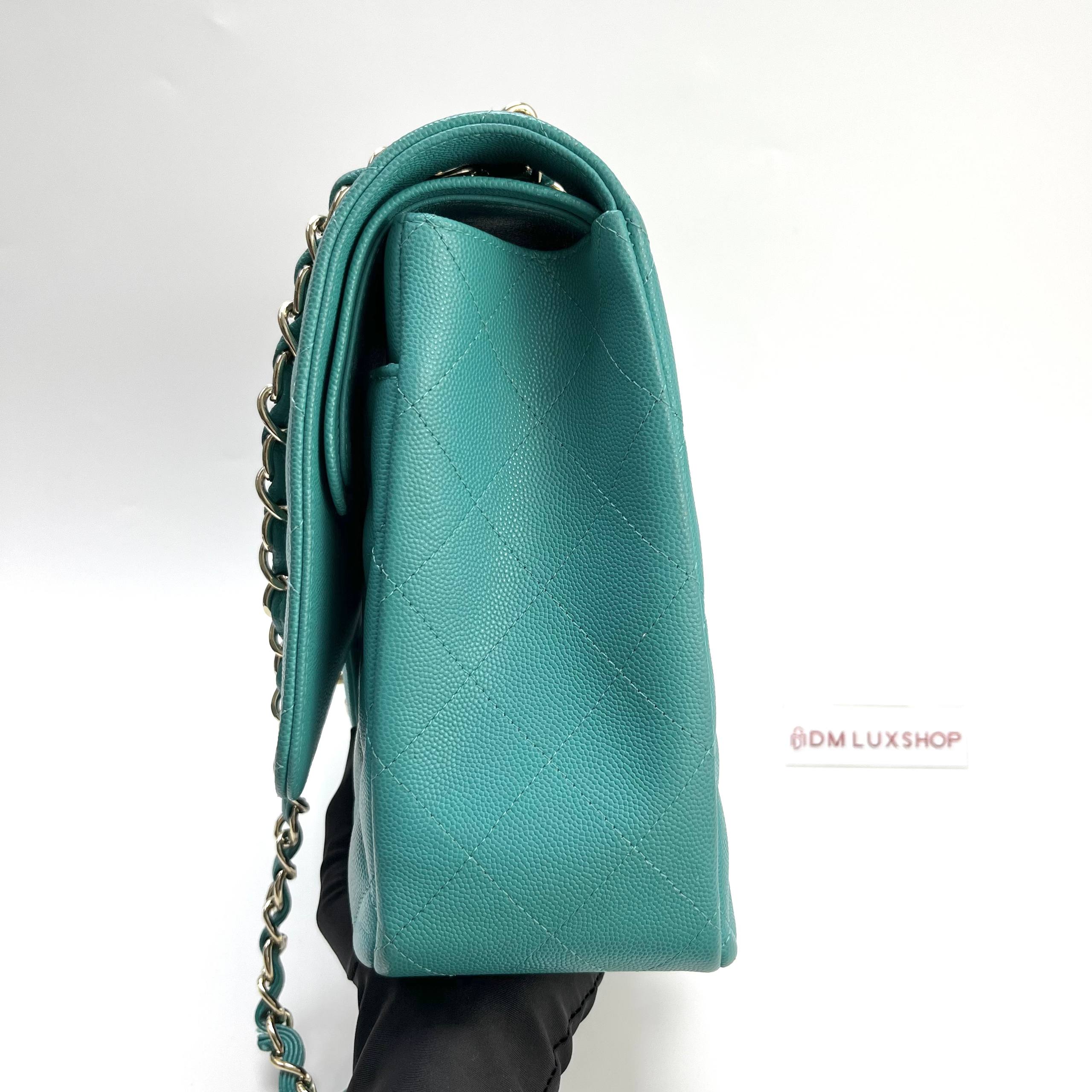 Chanel Maxi Green Caviar CF GHW (Serial 23)