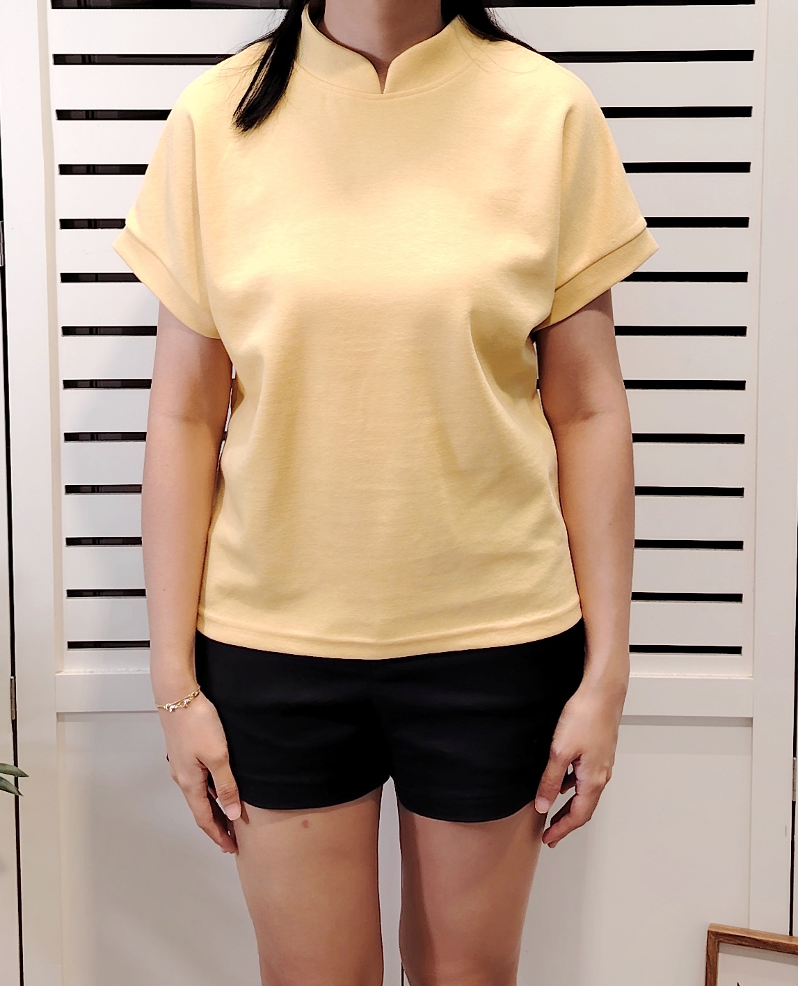 M2904 Mandrin Collar Cny Tee