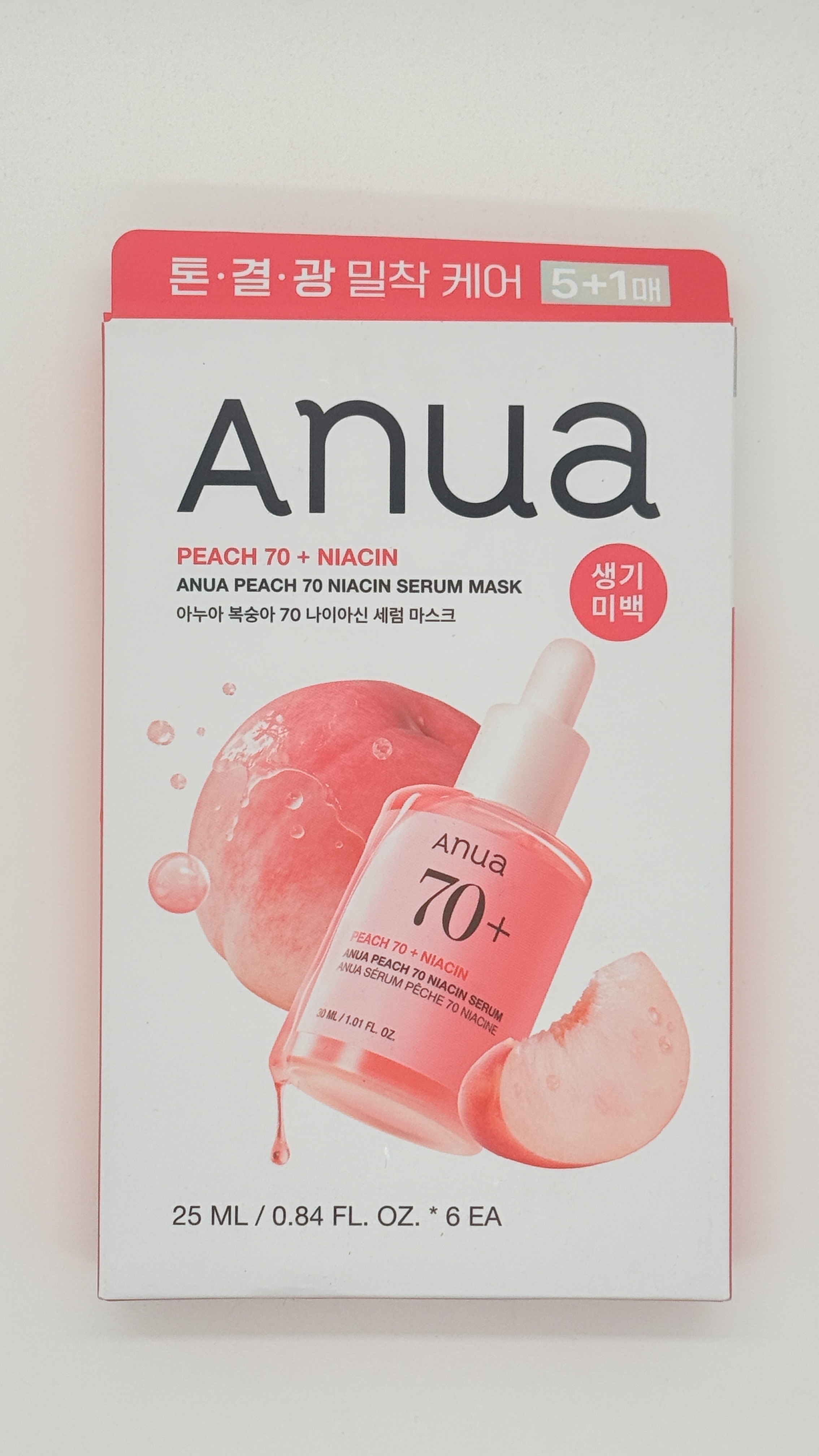 Anua 桃子 70 + 菸鹼酸精華面膜 5+1套裝
