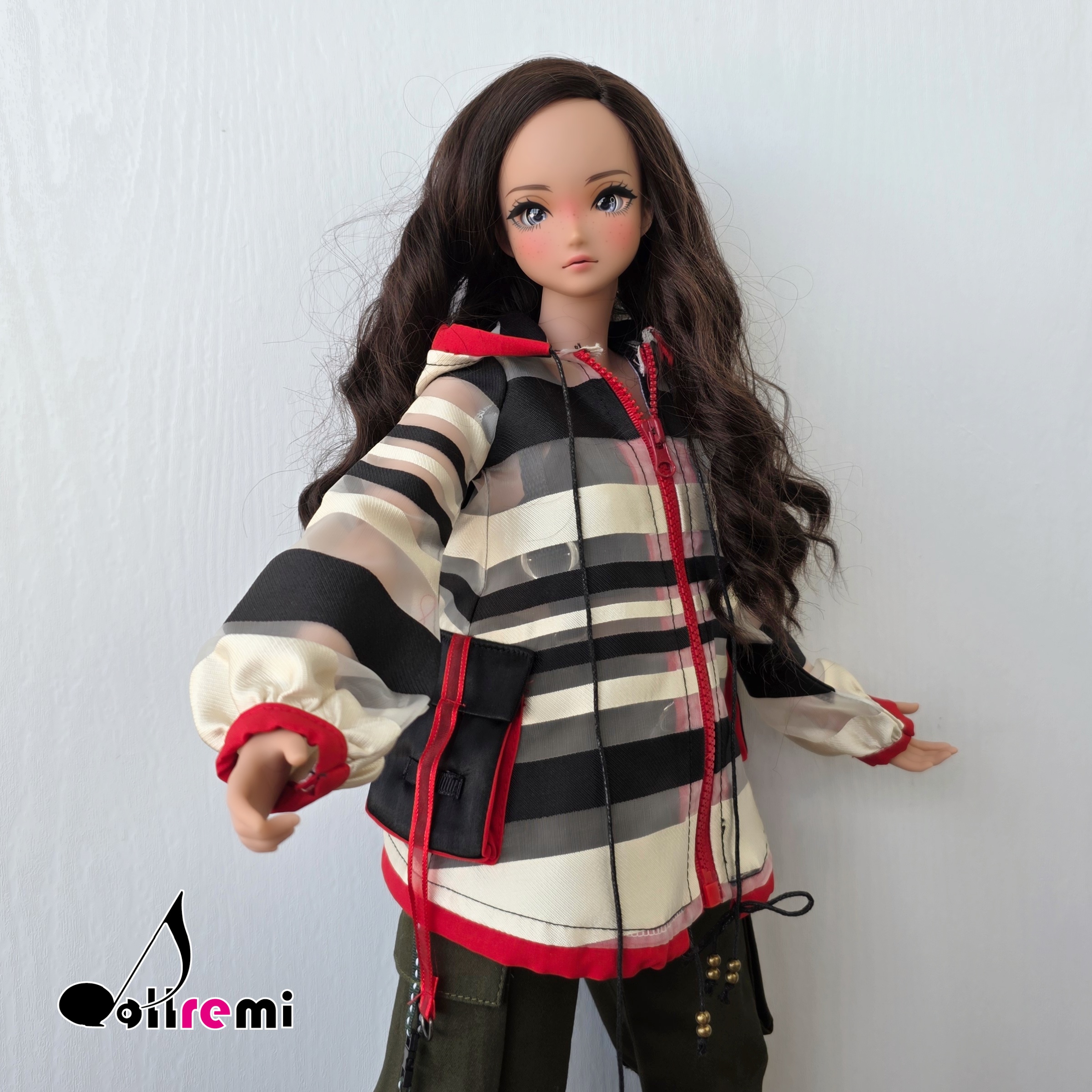 【dollremi】(DD0640)透明黑白間條外套 Sheer black and white striped jacket