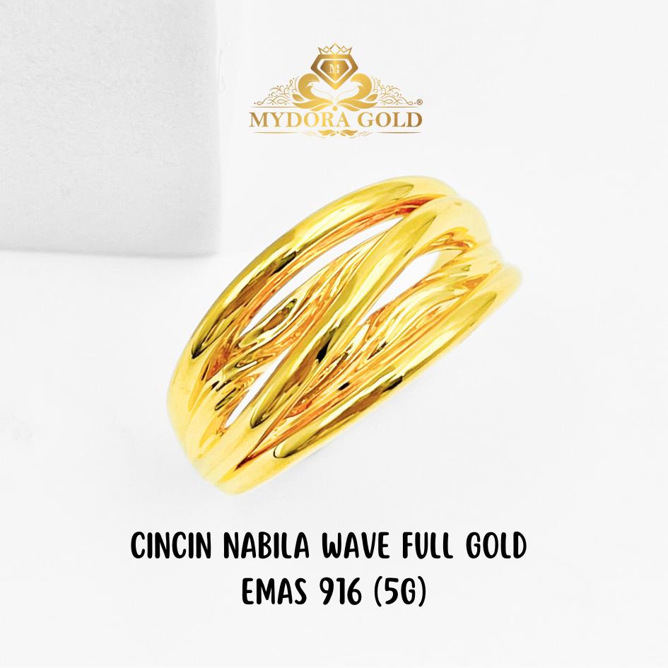 MYDORA Cincin Nabila Wave Full Gold (5G) l 916/22K