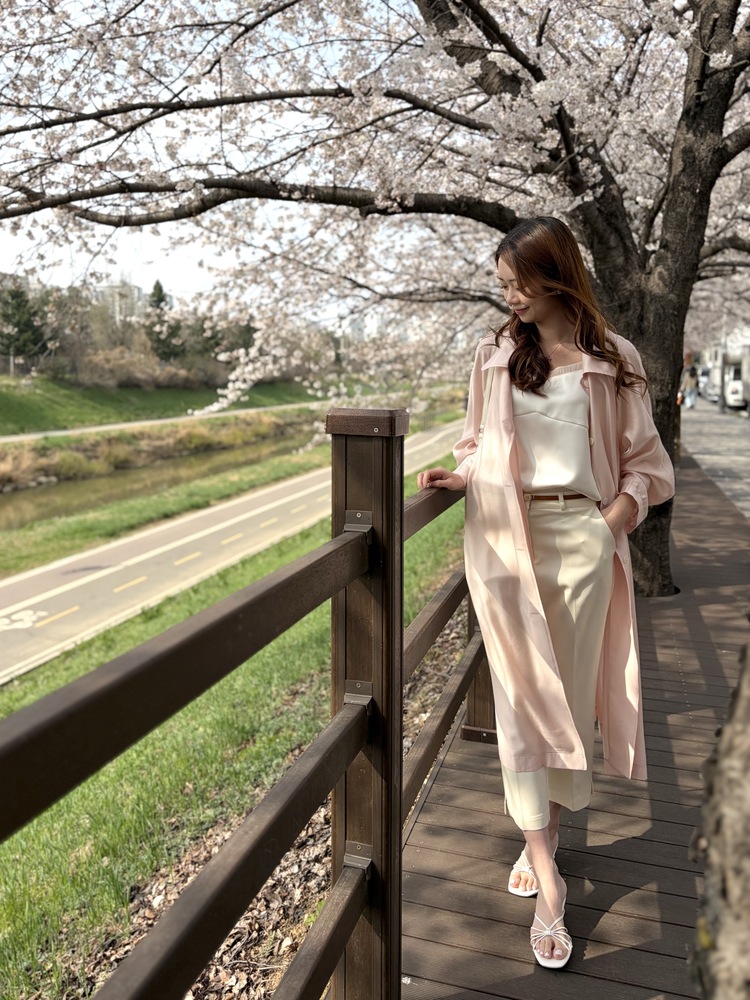 Silky Belted Trench Coat (Pink)