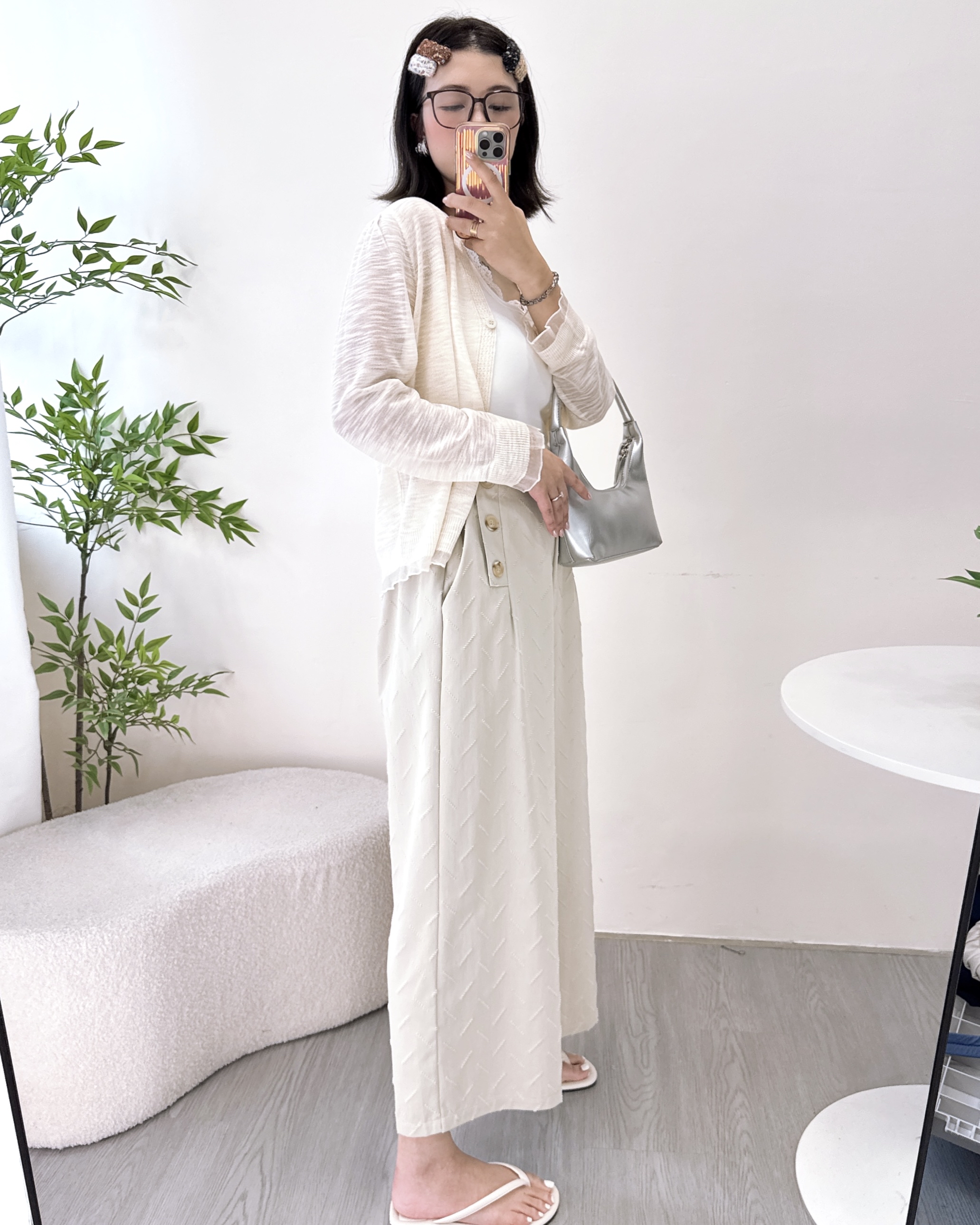 ESP-斯文高質𠝹爛滑斜布闊褲