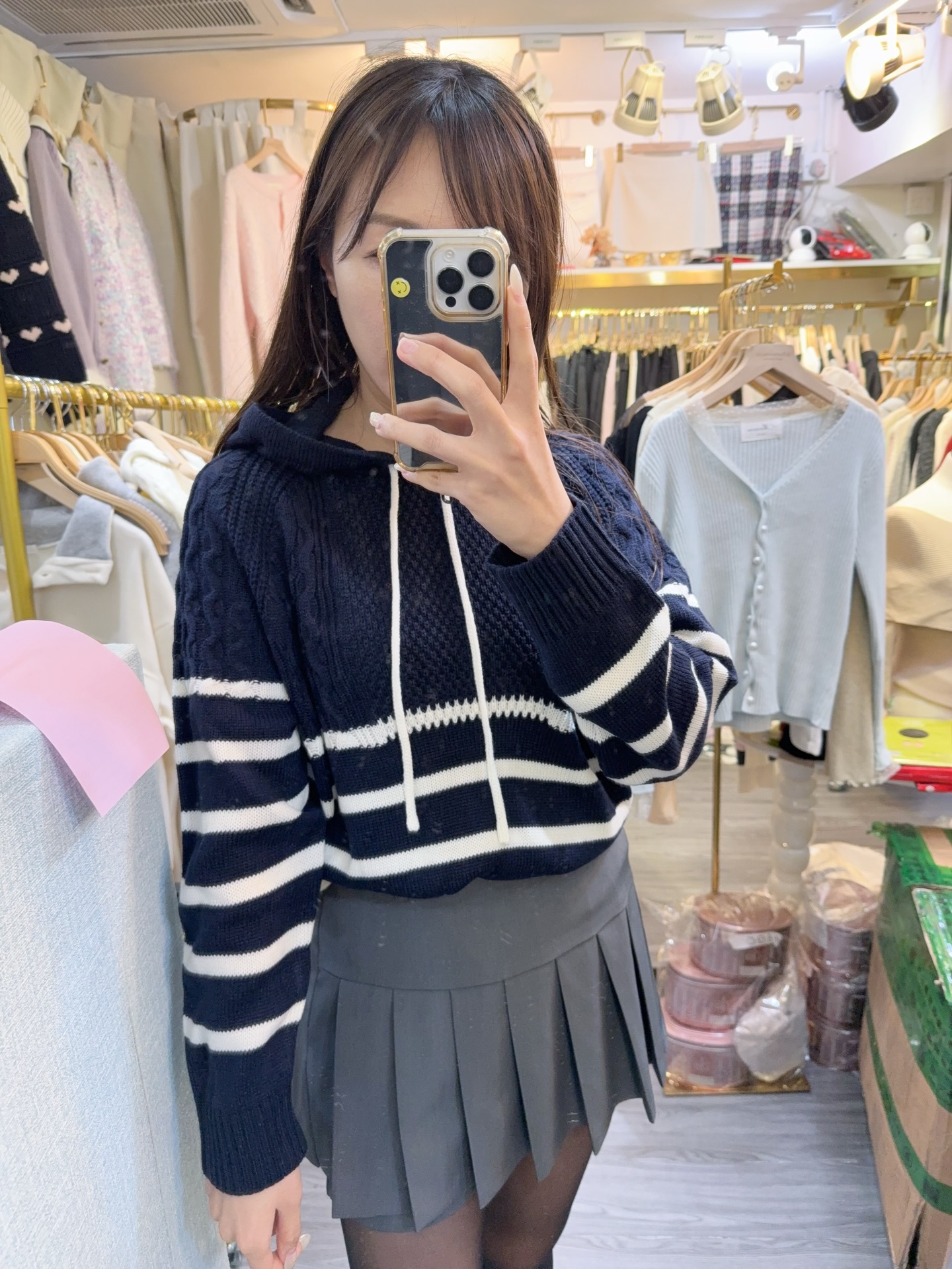 春季線針織麻織紋衛衣款