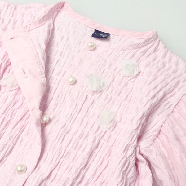 🆕【⭐訂購⭐】 🇯🇵日本直送🌀立體小花 珍珠鈕扣 燈籠袖 多層薄紗 外套［2款選］🌀[ELBA-0055]