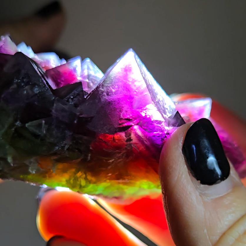 Red phantom octahedral fluorite from China - FL284